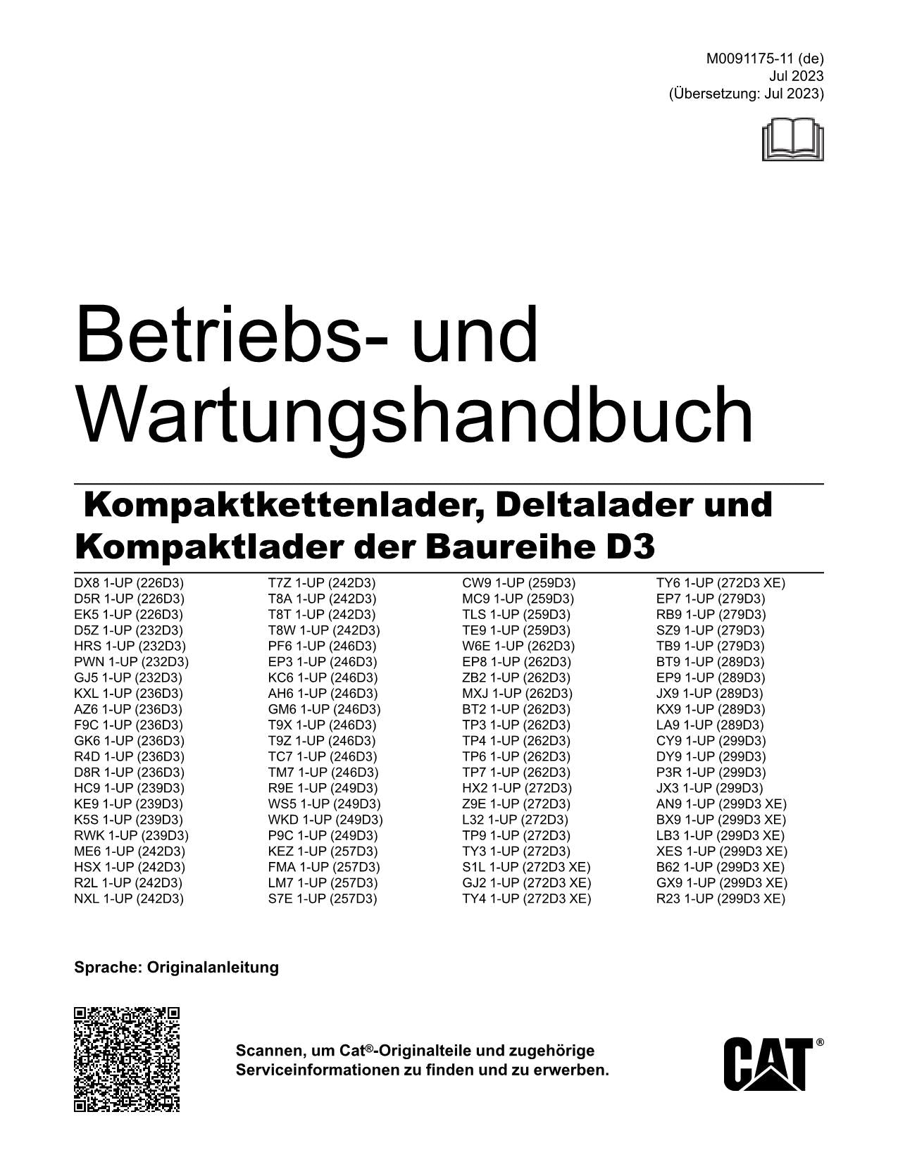 Caterpillar 226D3 232D3 236D3 239D3 242D3 Kompaktlader Betriebsanleitung