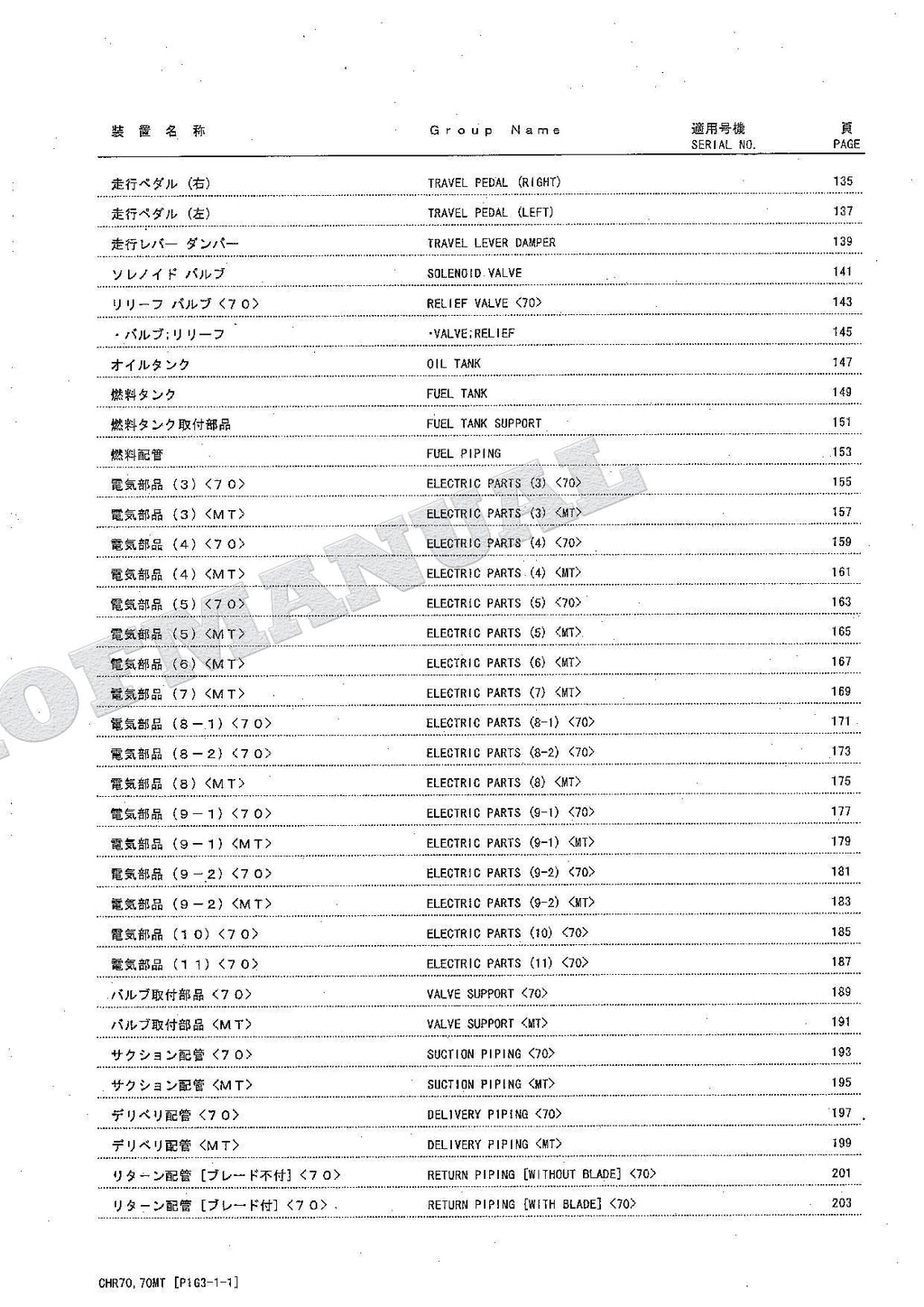 HITACHI CHR70 CHR70MT Crawler Carrier Parts Catalog Manual SN 093001-