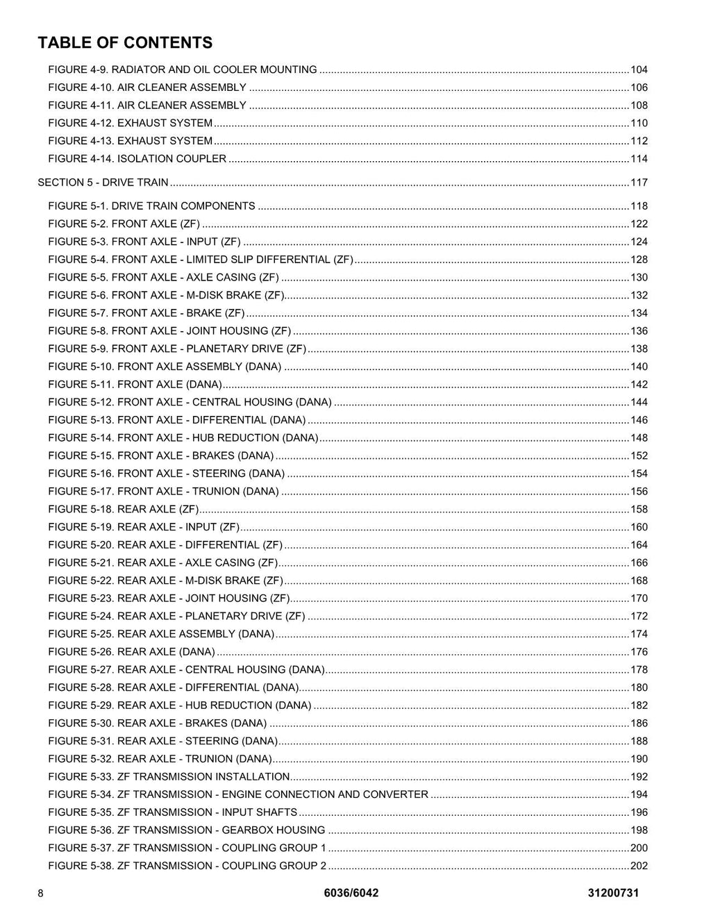 SKYTRAK 6036 6042 Telehandler Parts Catalog Manual 31200731