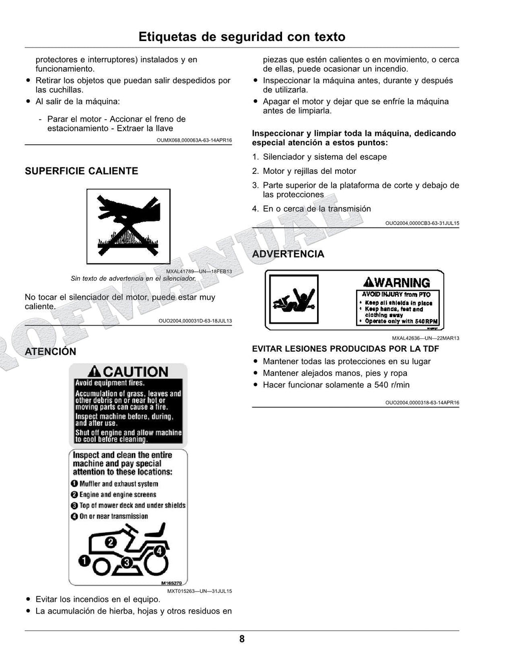 John Deere X750 X754 X758 Tractor Manual del Operador Español SN 060001-