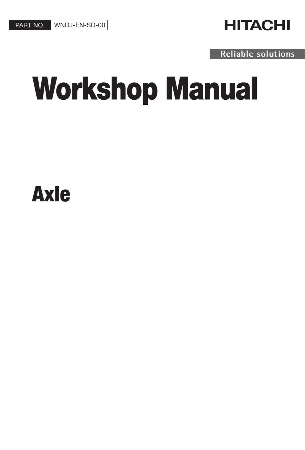 Hitachi Axle Wheel Loader Workshop Manual