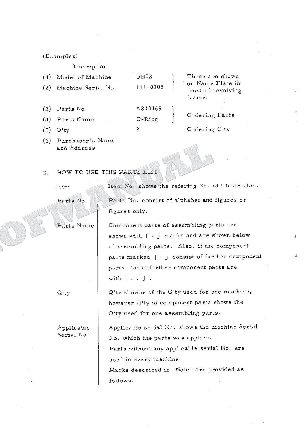 HITACHI UH02 Equipment Component Excavator Parts Catalog Manual