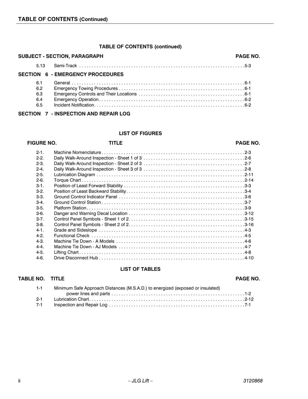 JLG 450A 450AJ Boom Lift Maintenance Operation Operators Manual 3120868