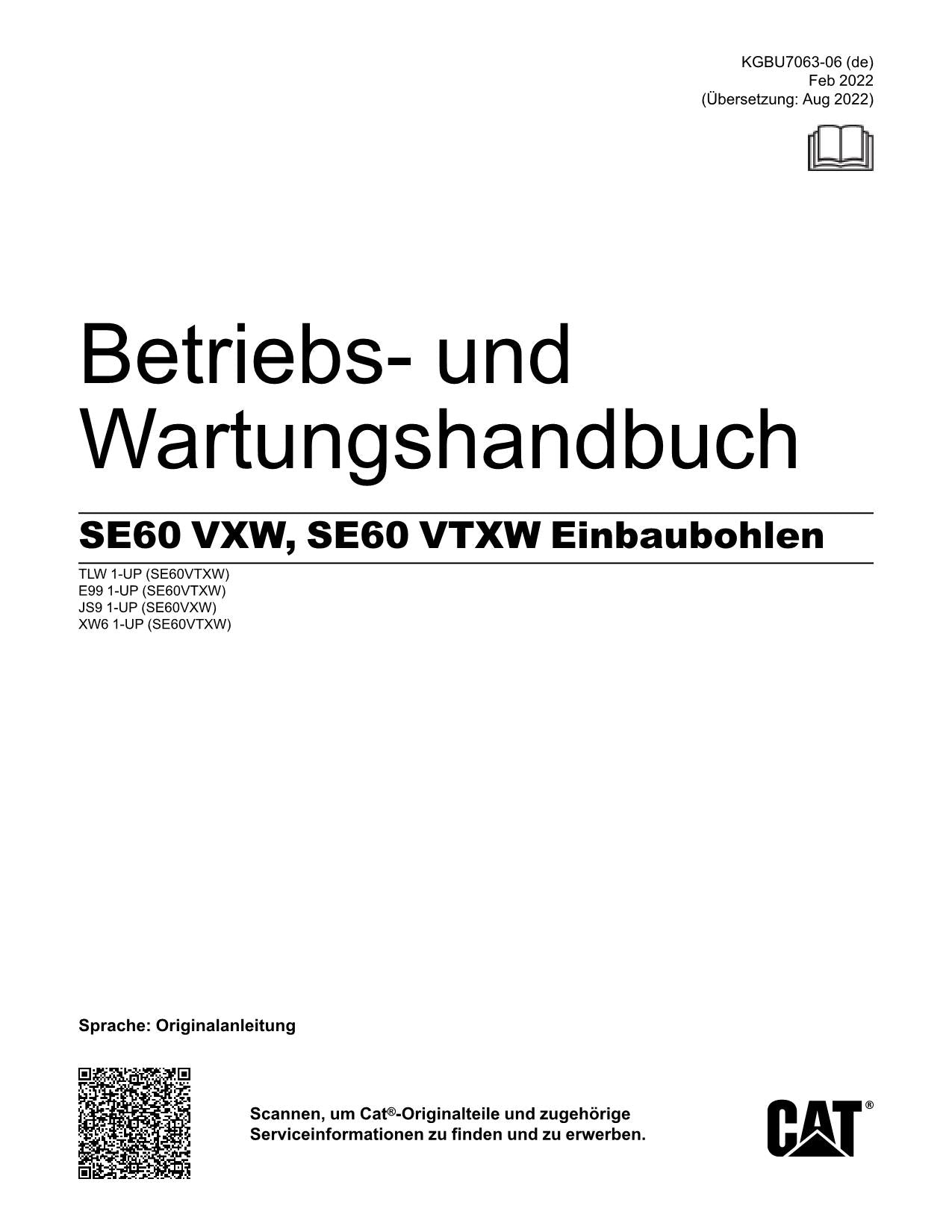 Caterpillar SE60 VXW SE60 VTXW Asphaltfertiger Betriebsanleitung