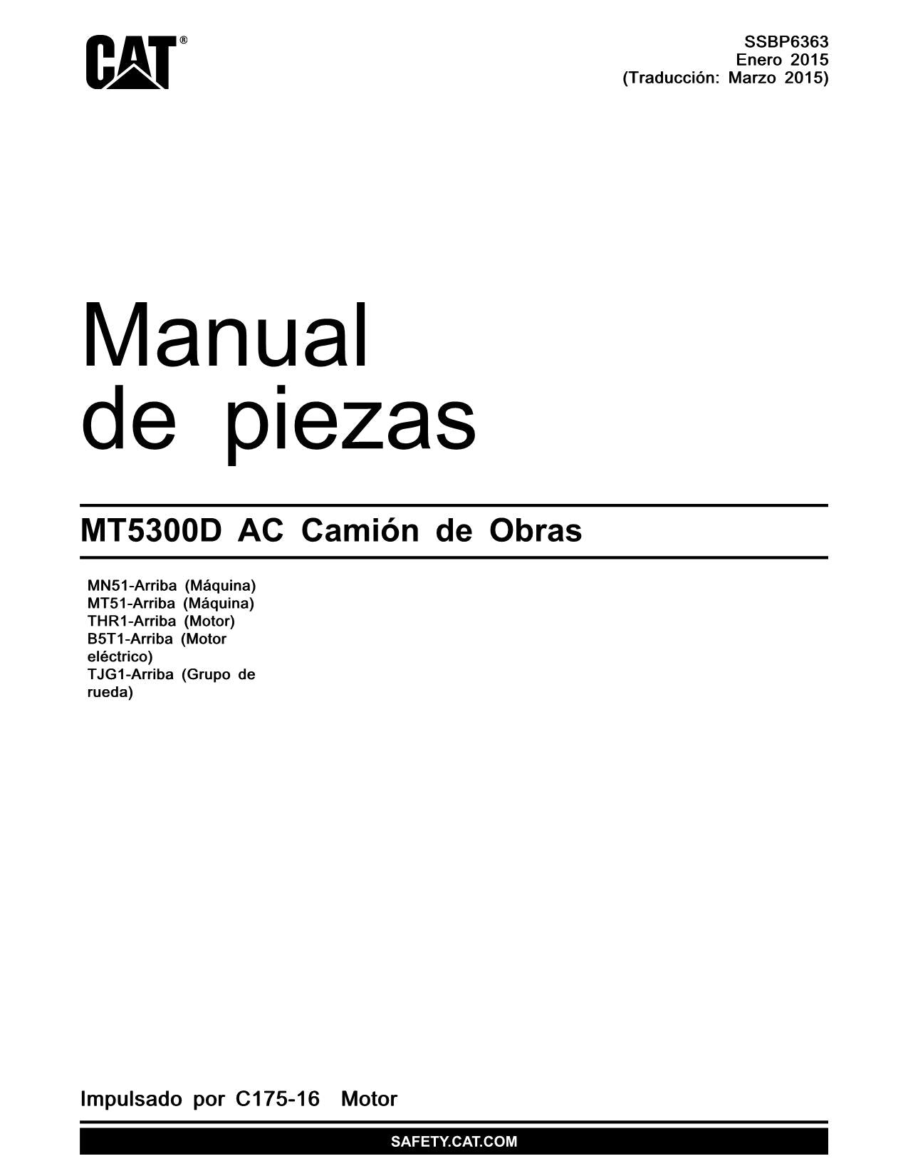 Caterpillar MT5300D AC Camión de Obras Manual de piezas Español