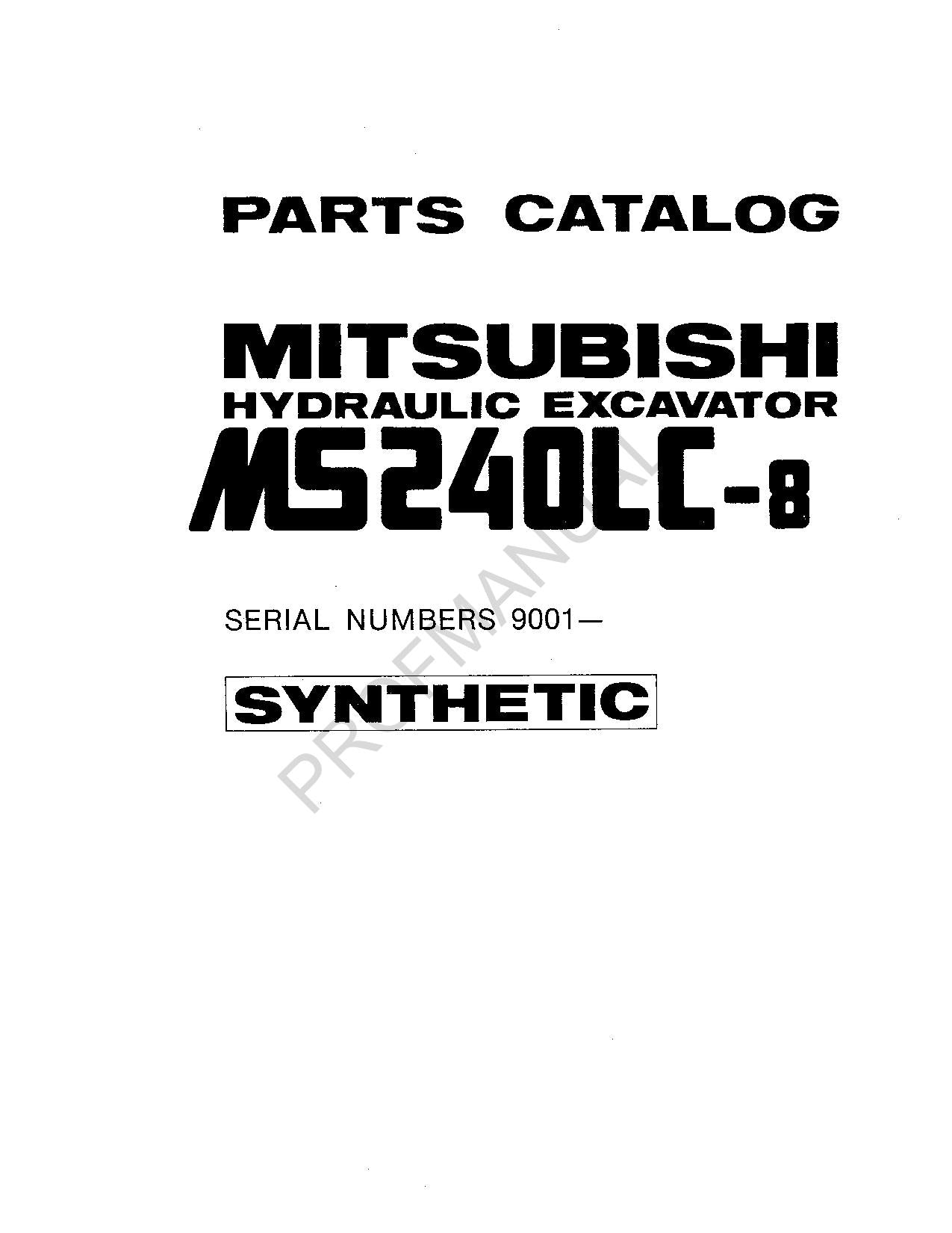 Caterpillar Cat MS240LC 8 Mitsubishi Hydraulic Excavator Parts Catalog Manual