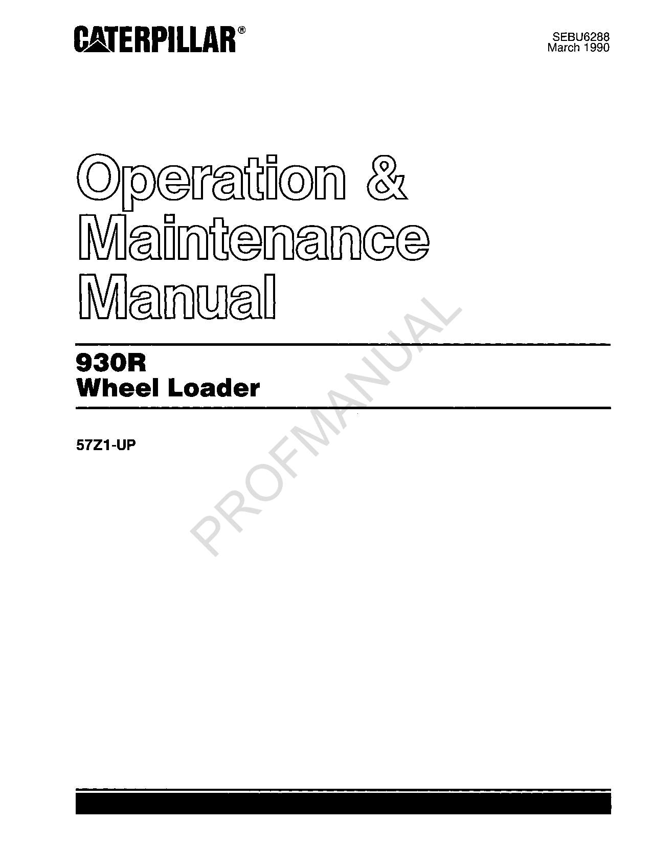 Manual de mantenimiento del operador de la cargadora de ruedas Caterpillar 930R