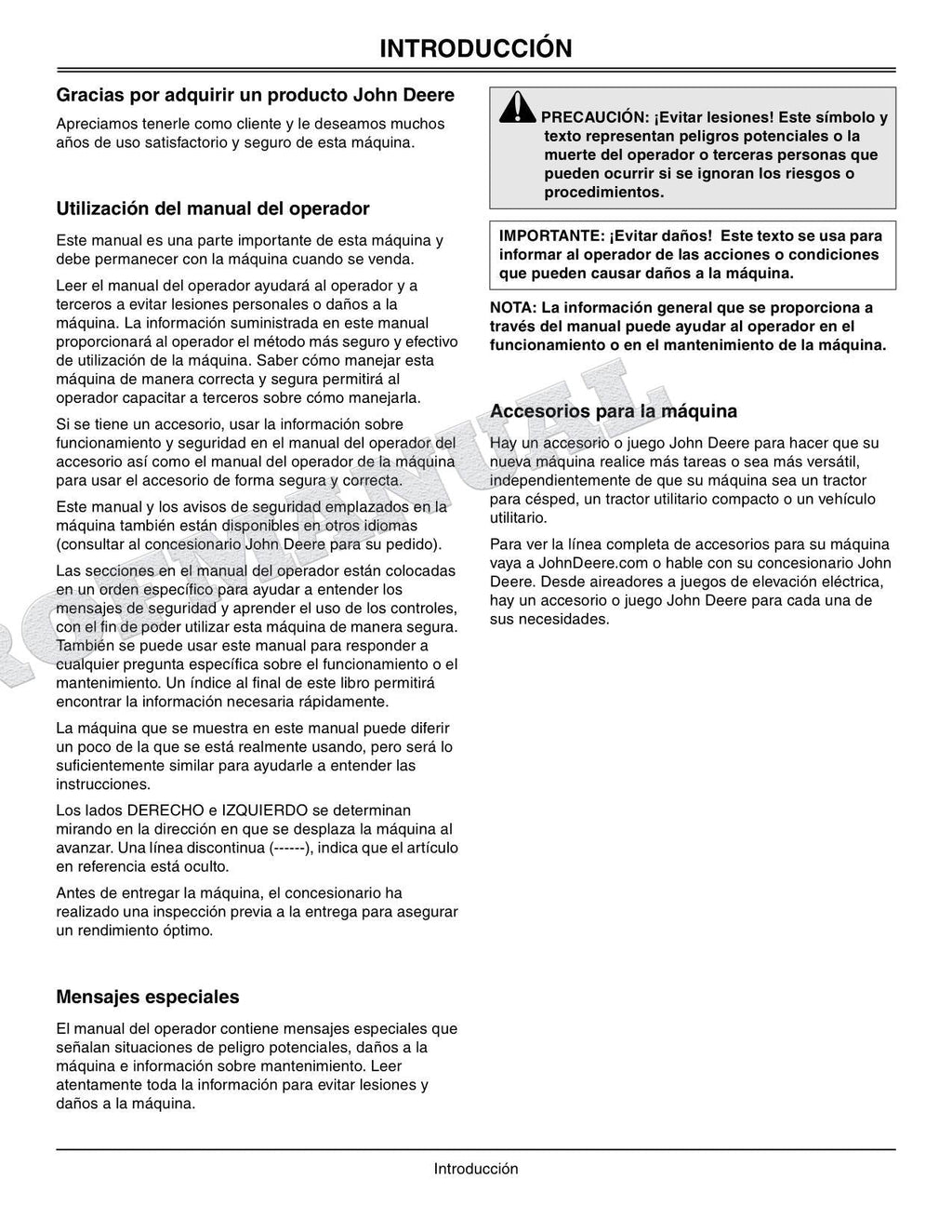 John Deere SN 4120 120101-610000 4320 130101-610000 Tractor Manual del Operador
