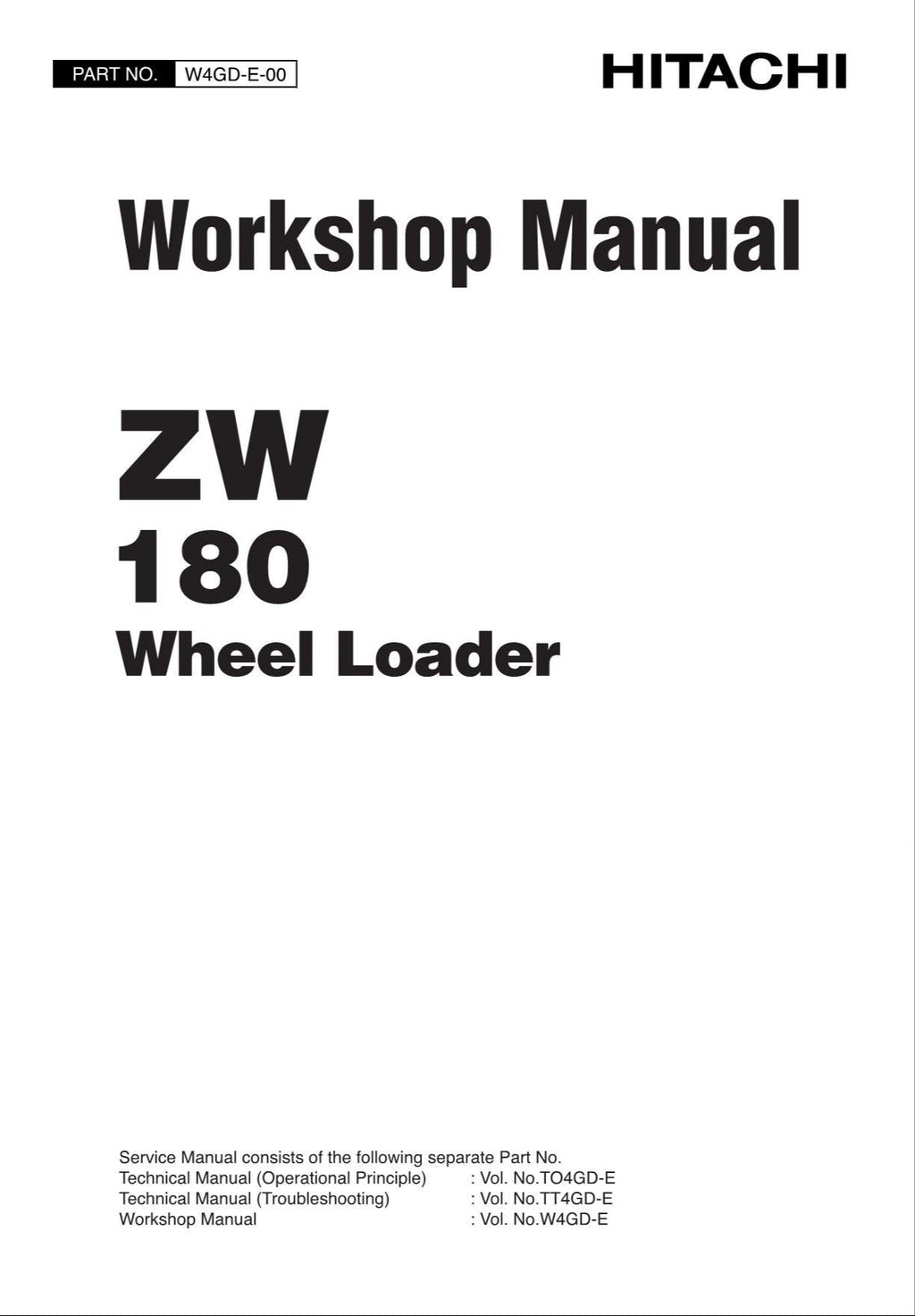 Hitachi ZW180 Wheel Loader Workshop Manual