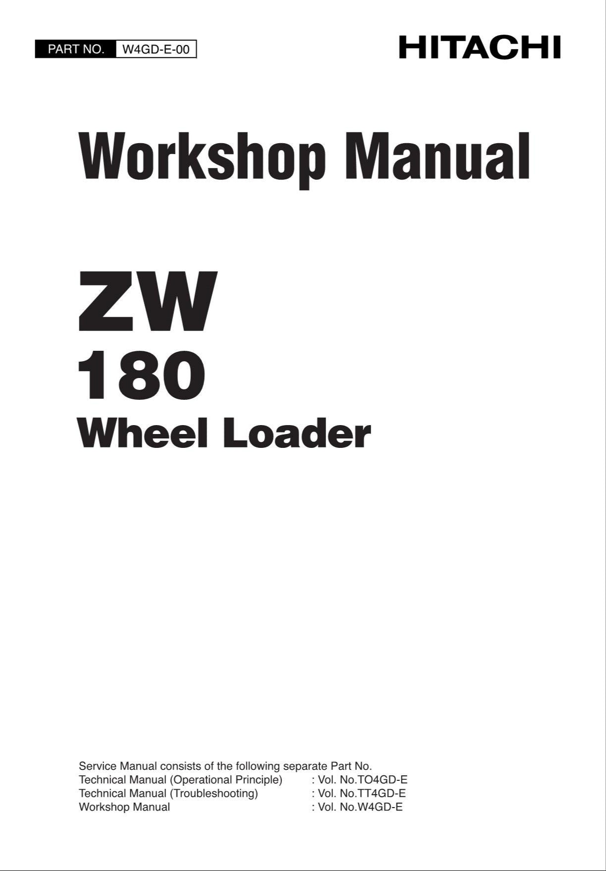 Hitachi ZW180 Wheel Loader Workshop Manual