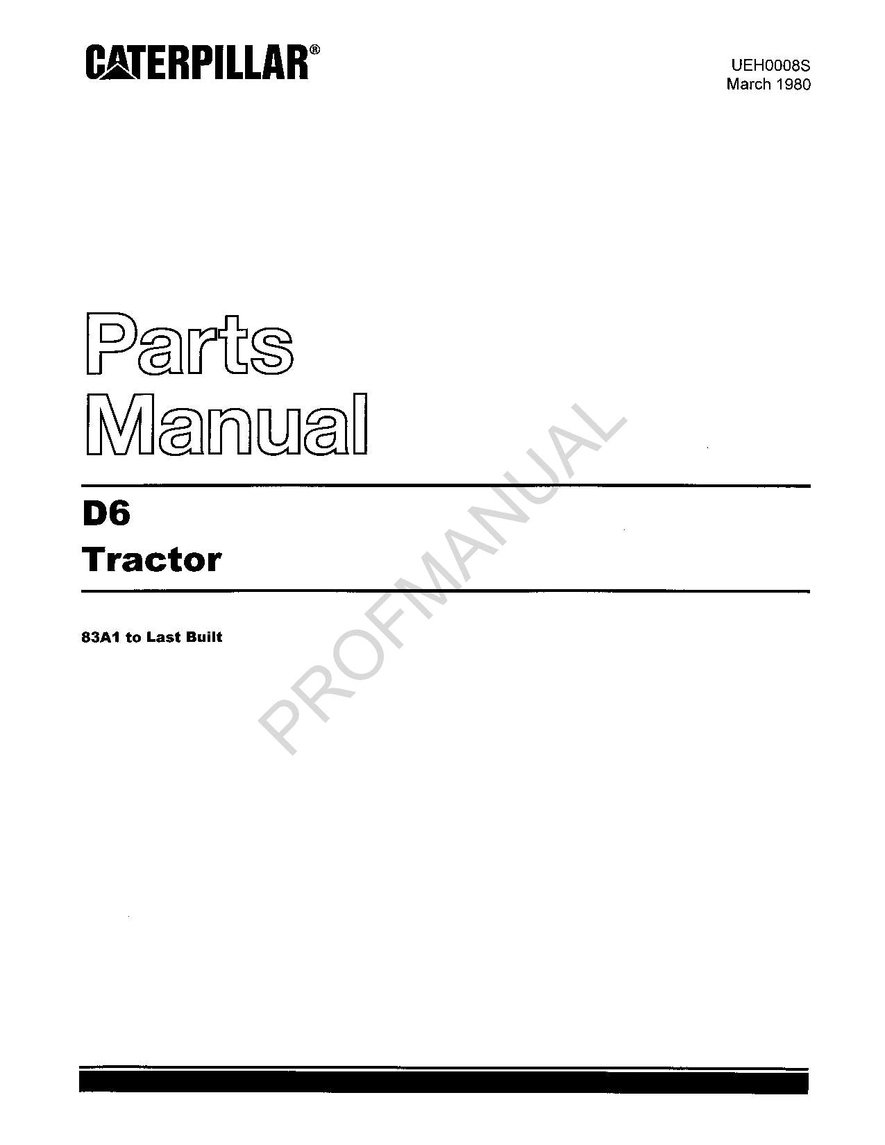 Caterpillar Cat D6C Tractor Power Shift Parts Catalog Manual ser 83A1-Up