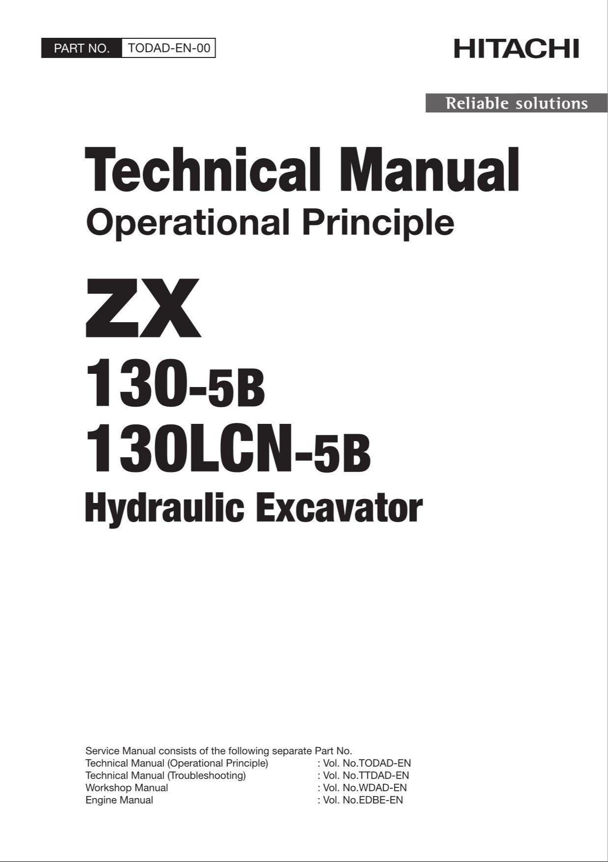 HITACHI ZAXIS ZX130-5B130LCN-5B Excavator Operational Principle Technical Manual