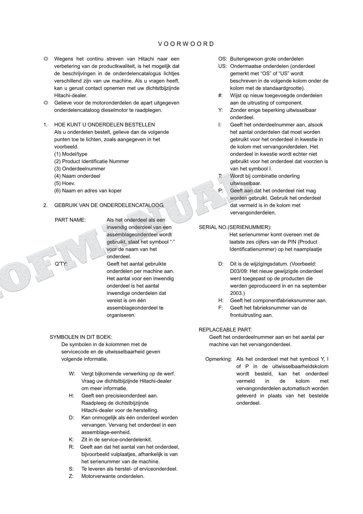 Manual del catálogo de piezas del motor de la demoledora universal HITACHI ZAXIS ZX135US-3
