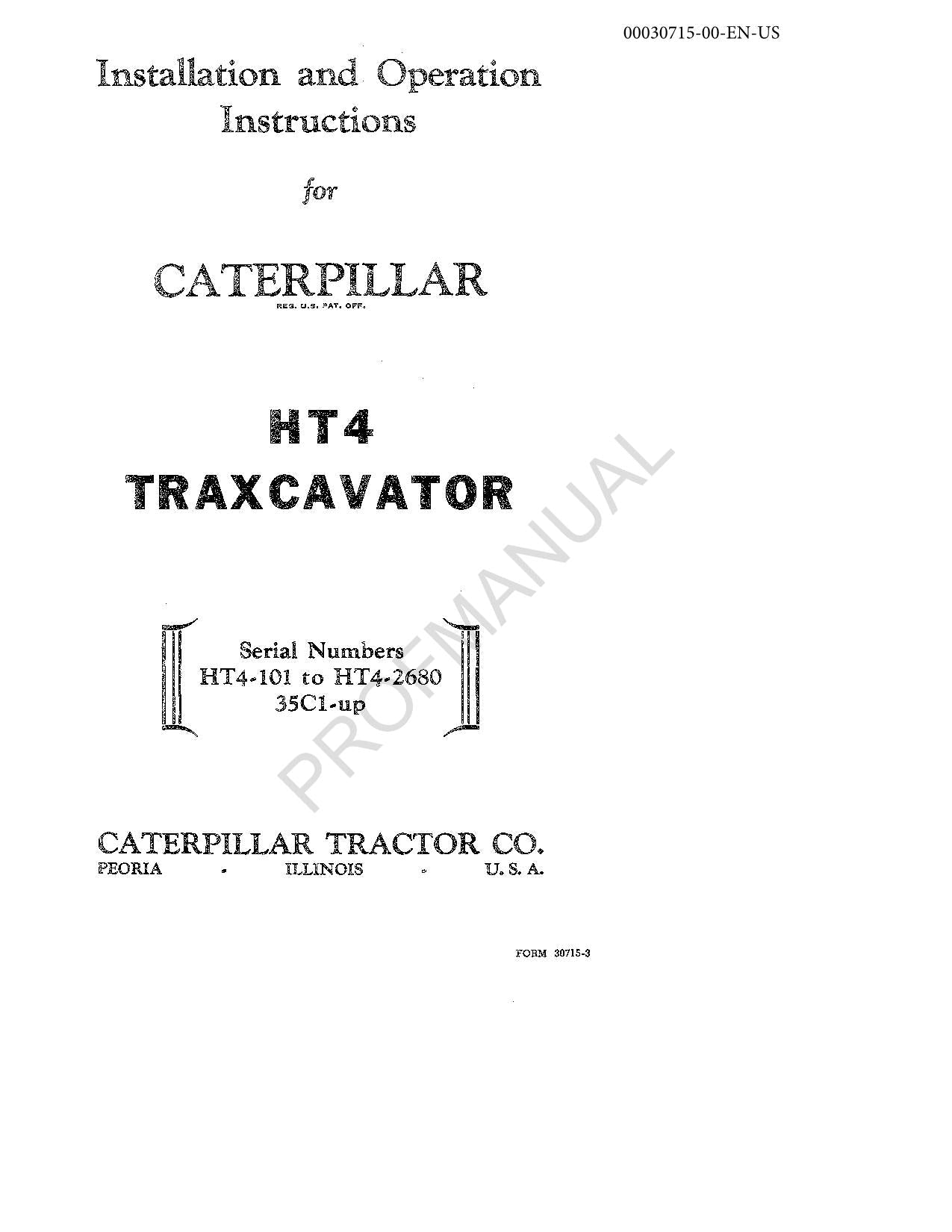 Manual de instalación y mantenimiento del operador de la excavadora Caterpillar HT4