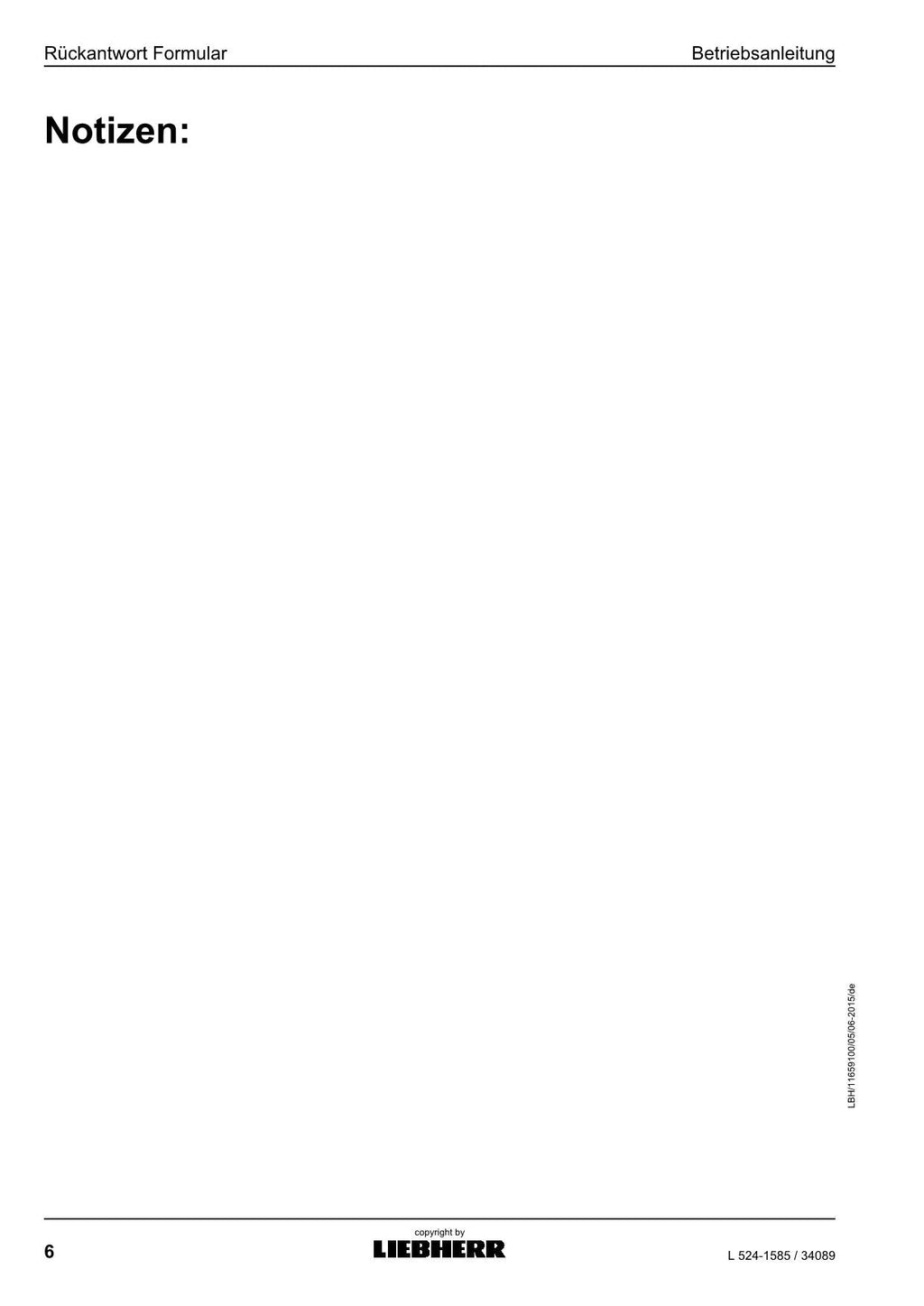Liebherr L524 Radlader Betriebsanleitung ser 34089