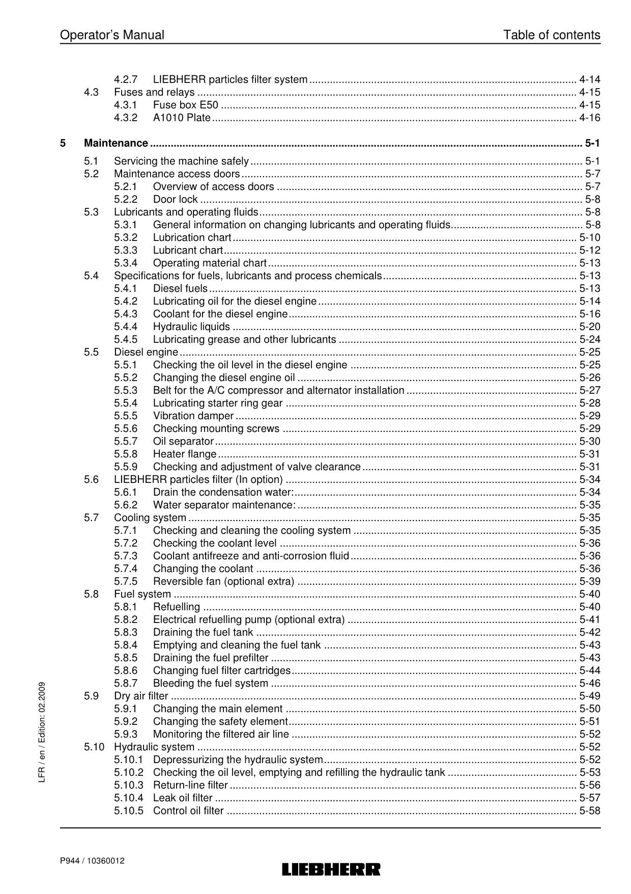 Liebherr P944 Excavator Operators manual