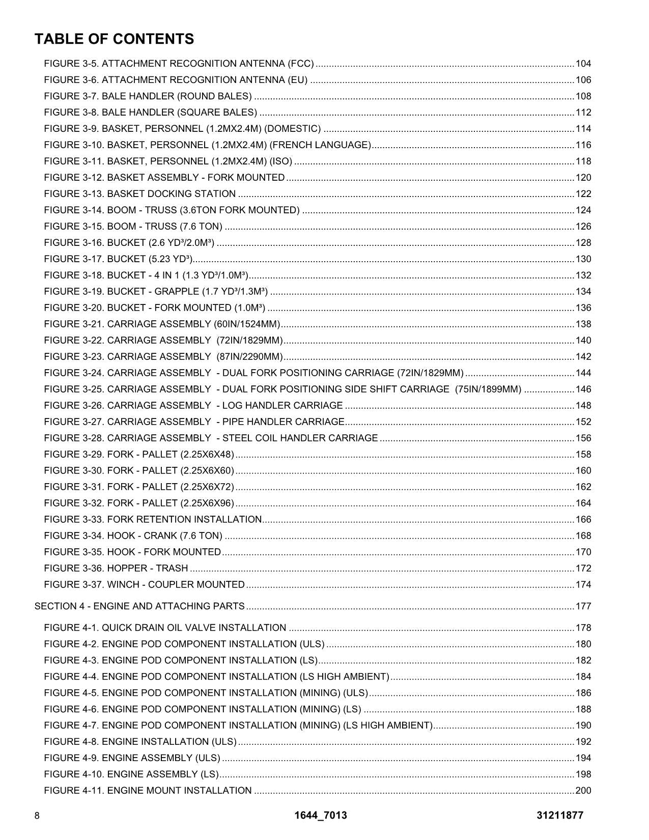 Manual del catálogo de piezas del manipulador telescópico JLG 1644 7013H 31211877