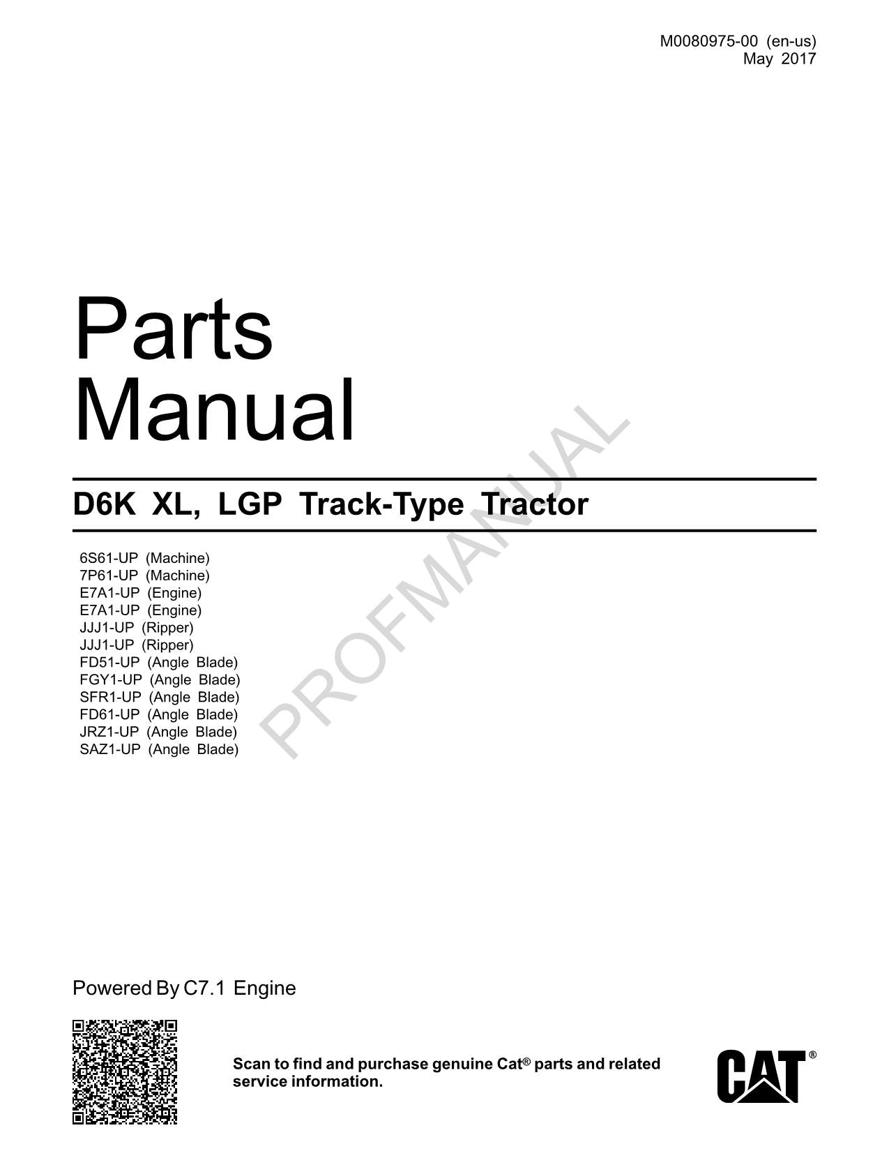 Catálogo de piezas del tractor de cadenas Caterpillar Cat D6K XL LGP Manual M0080975