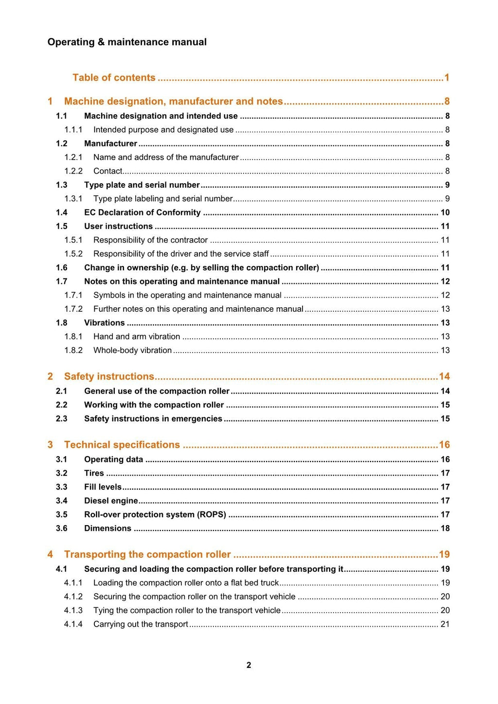 Hyundai HR70C-9 TIER4F ROAD ROLLER Operators Maintenance Manual