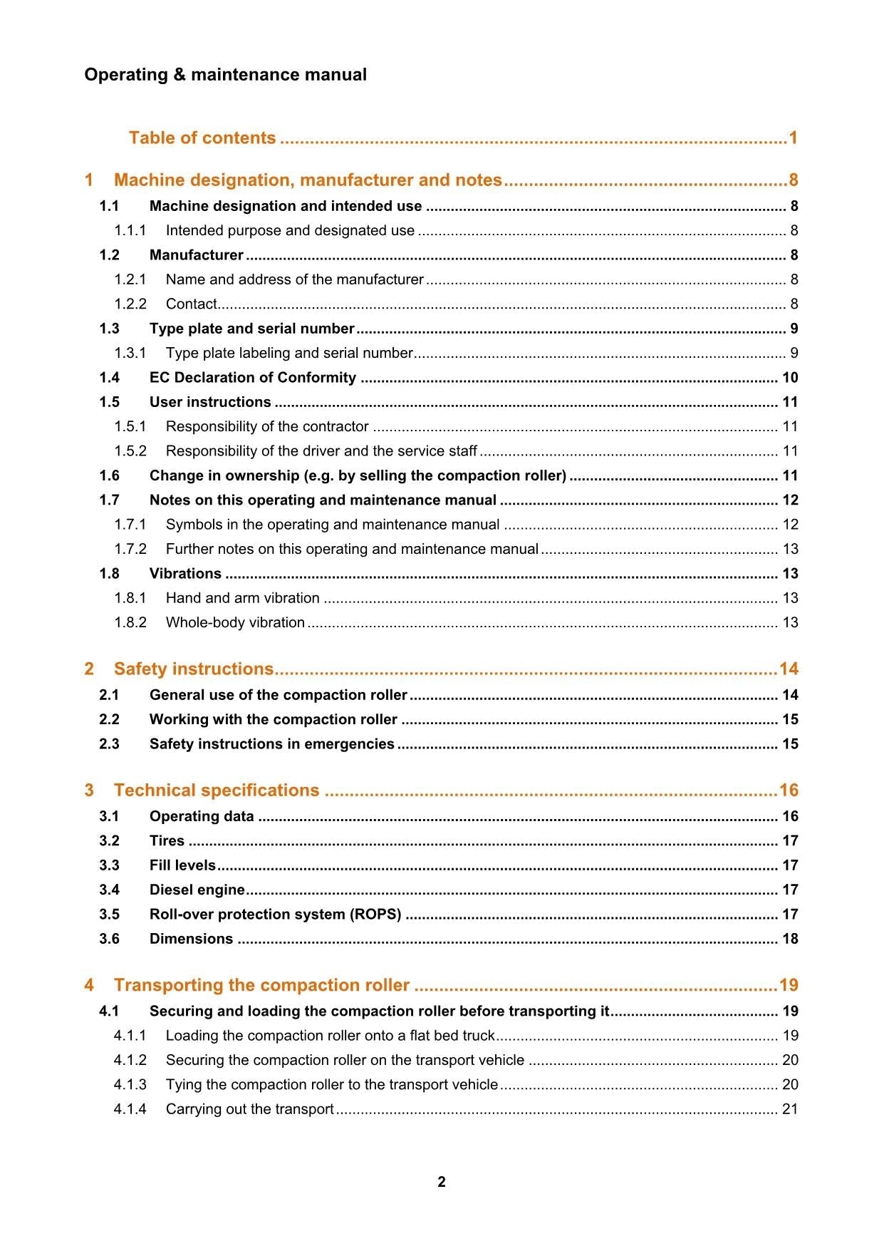 Hyundai HR70C-9 TIER4F ROAD ROLLER Operators Maintenance Manual