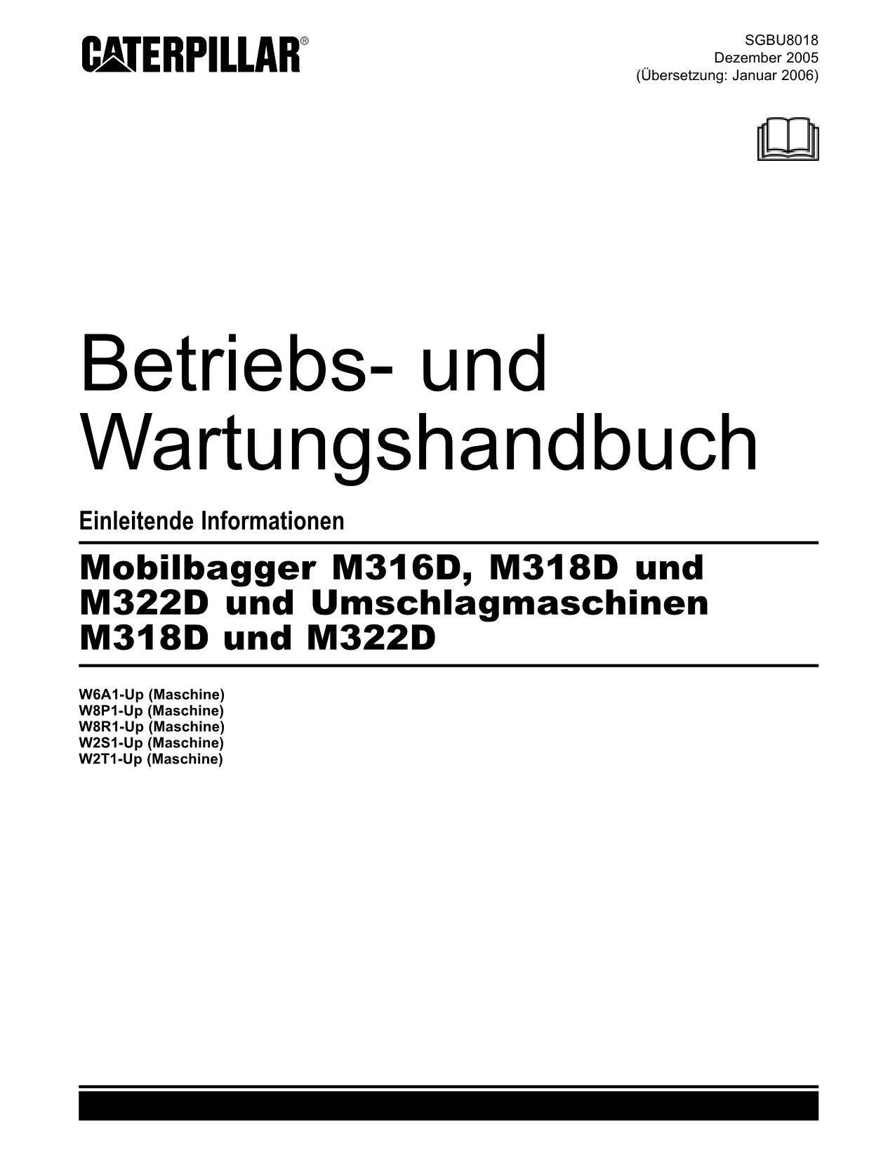 Caterpillar M316D M318D M322D M318D M322D Ensacadora Betriebsanleitung Buch