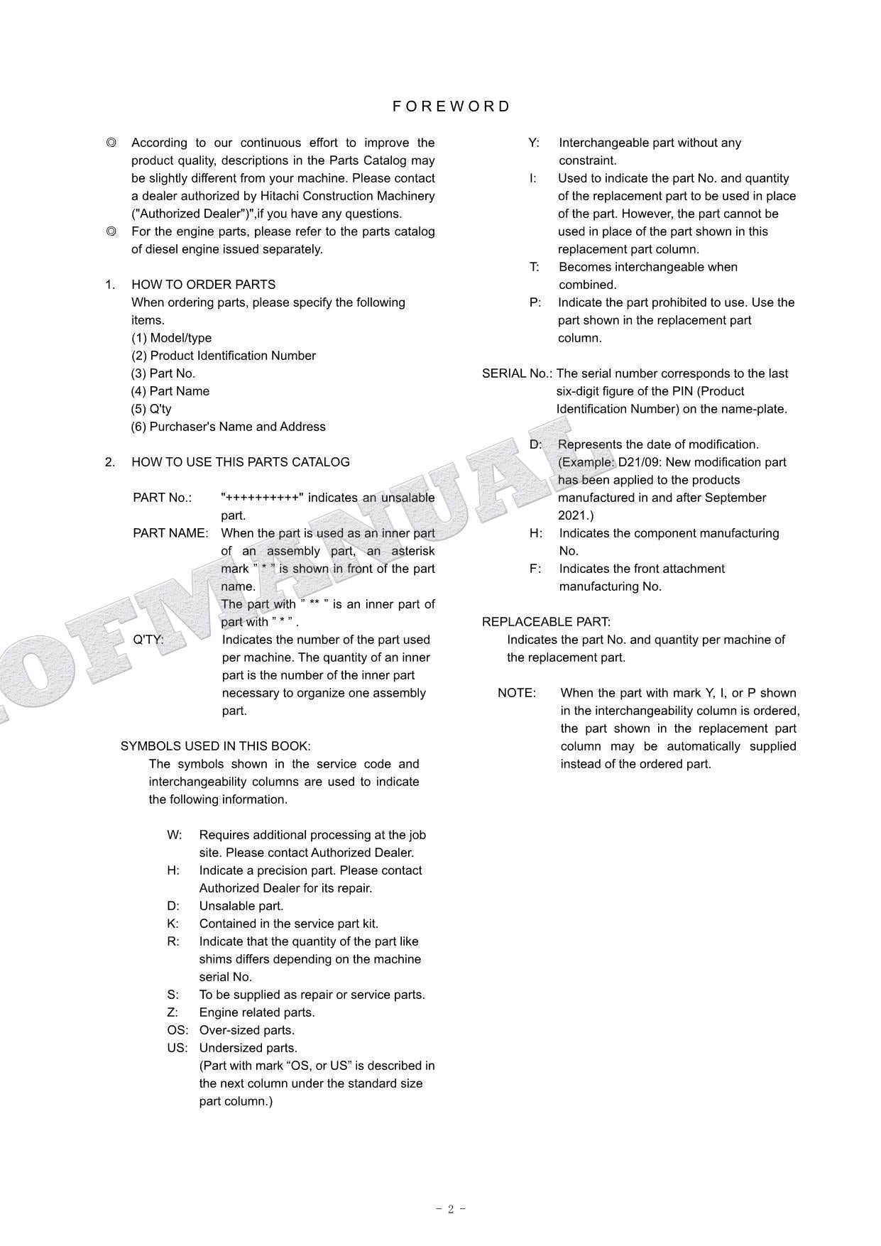 HITACHI ZAXIS ZX135US-7 TURKEY Spec Excavator Parts Catalog Manual PDA490-1-1