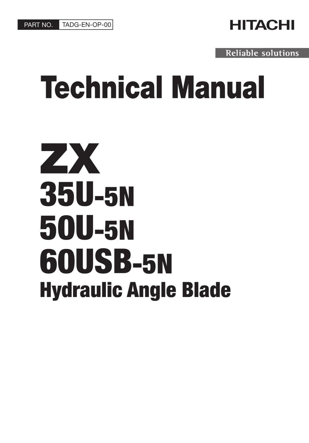 Hitachi ZX35U-5NZX50U-5NZX60USB-5N Angle Blade Service Manual with Schemes