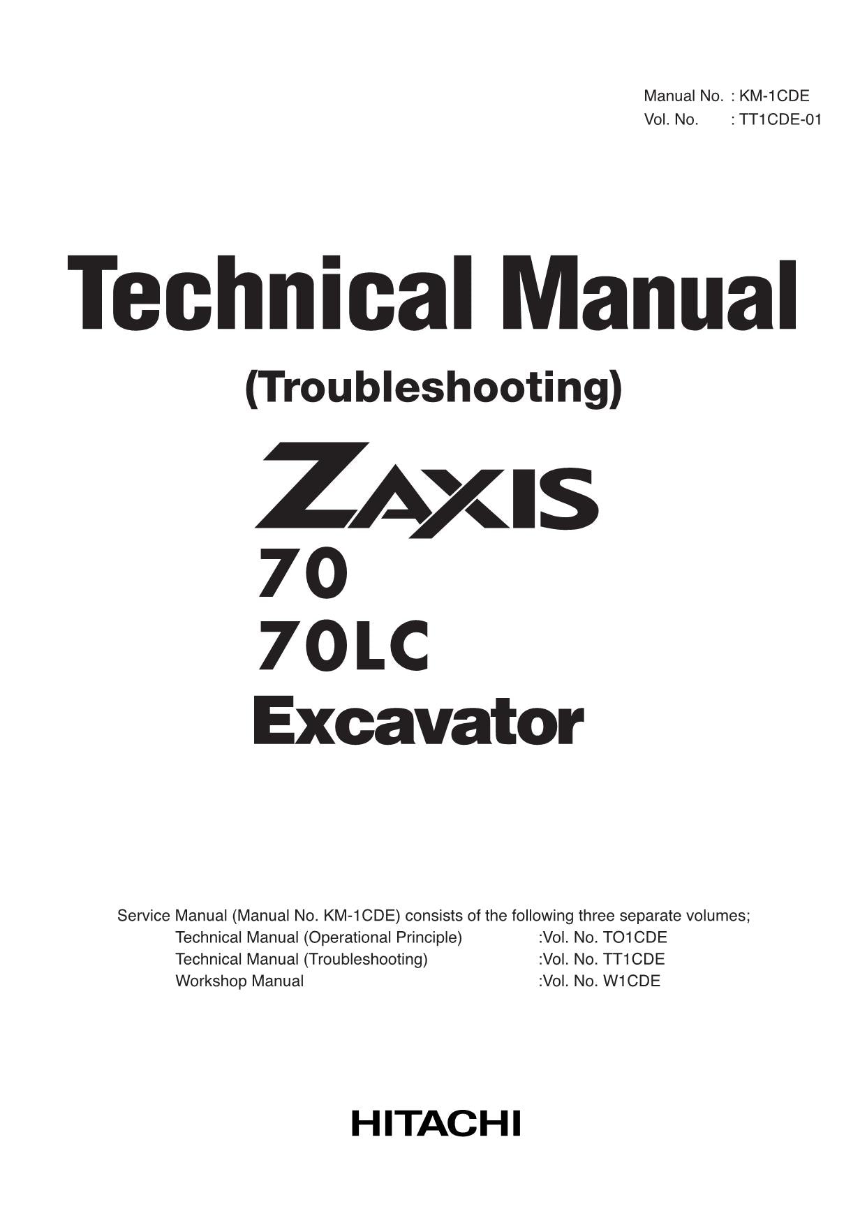 HITACHI ZX70 ZX70LC Excavator Troubleshooting +Schematic Technical Manual