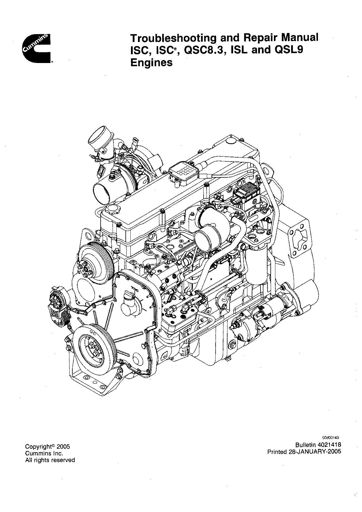 Manual de servicio del motor Hyundai CUMMINS QSC8.3 QSL9 Tier3, solución de problemas y reparación