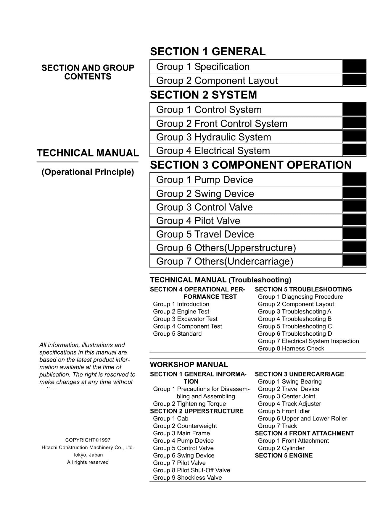 HITACHI EX135UR Excavator Operational Principle Technical Manual