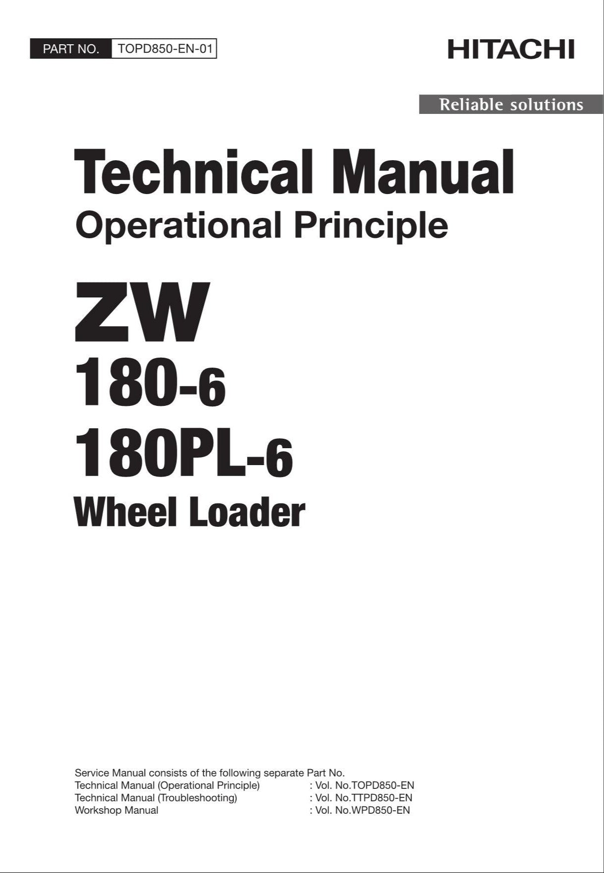 Hitachi ZW180-6 ZW180PL-6 Wheel Loader Technical Manual Operational Principle