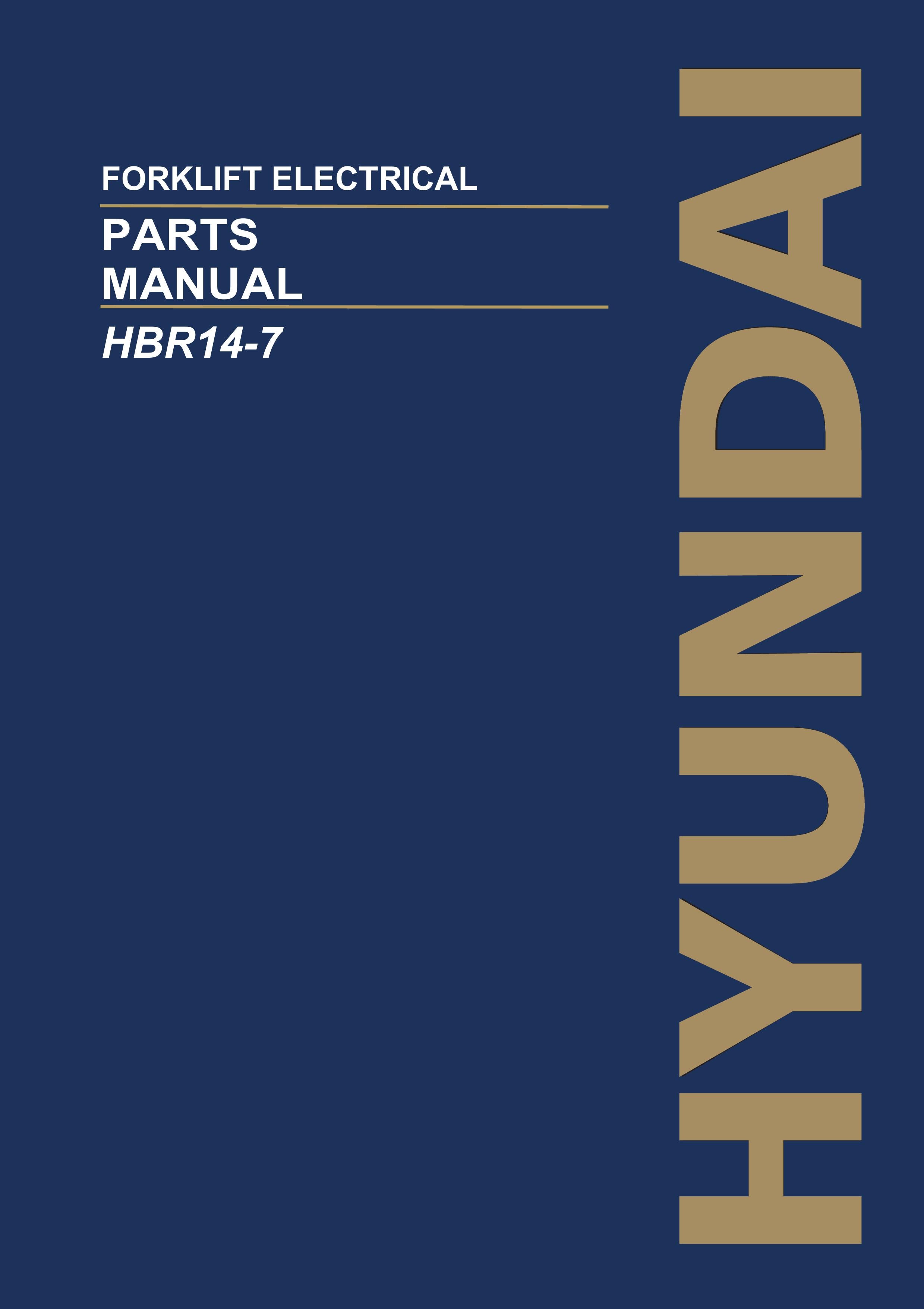 Hyundai HBR14-7 Forklift Electrical Parts Catalog Manual