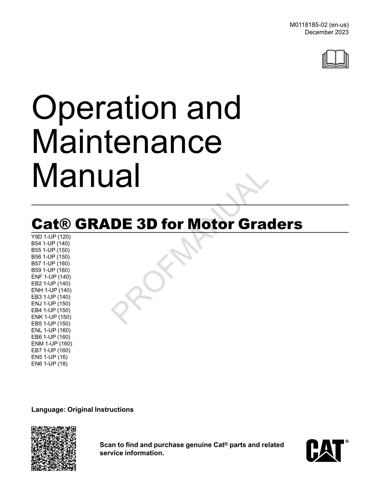 Manual de mantenimiento del operador de motoniveladoras Caterpillar GRADE 3D