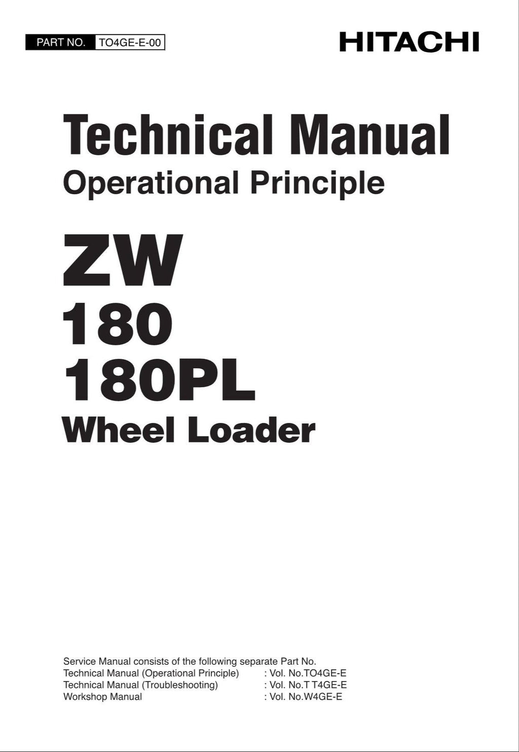 Hitachi ZW180 ZW180PL Wheel Loader Technical Manual Operational Principle