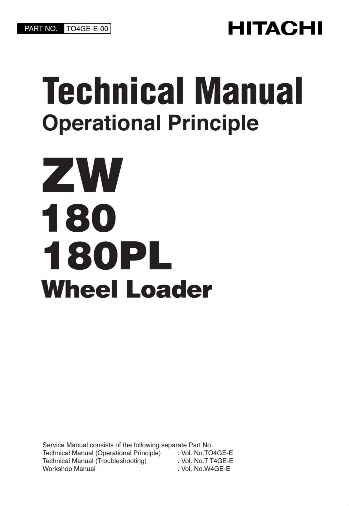 Hitachi ZW180 ZW180PL Wheel Loader Technical Manual Operational Principle