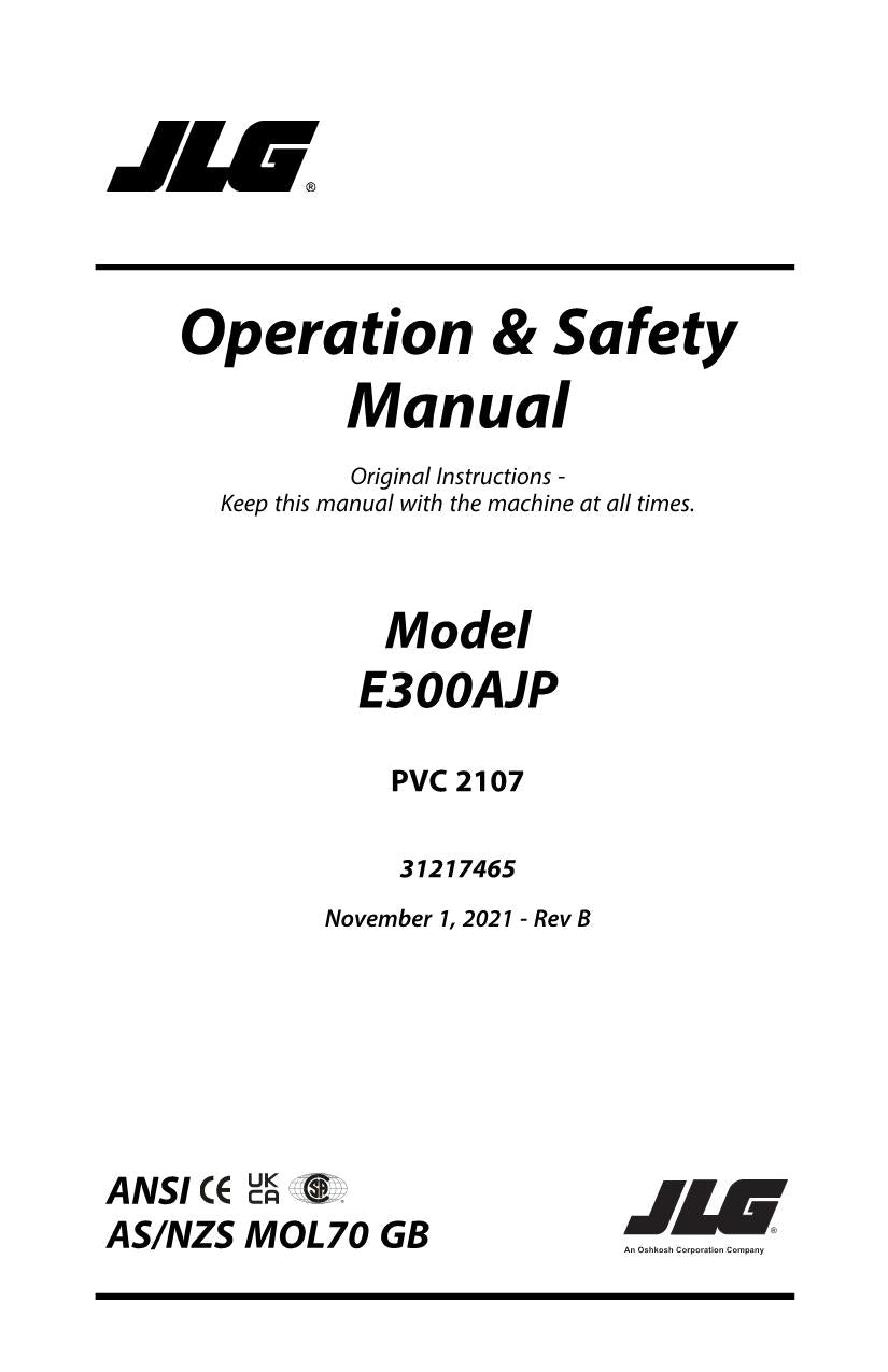 Manual del operador de mantenimiento y operación de la plataforma elevadora JLG E300AJ E300AJP 31217465