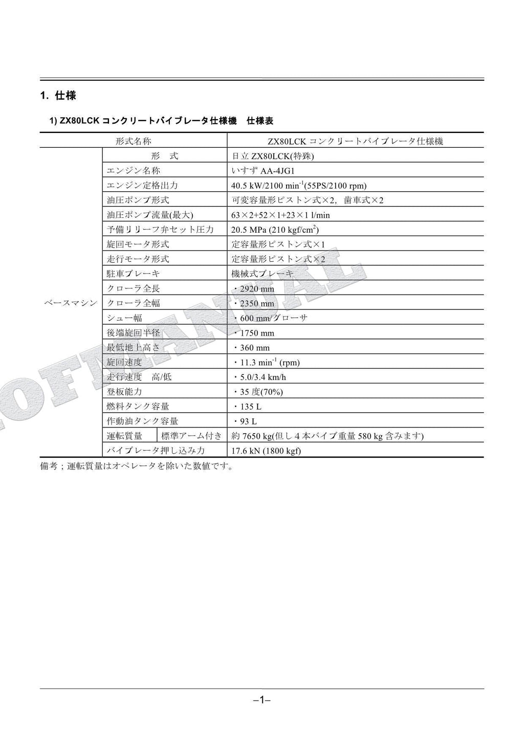 Manual del catálogo de piezas de la excavadora vibradora de hormigón HITACHI ZX80LCK