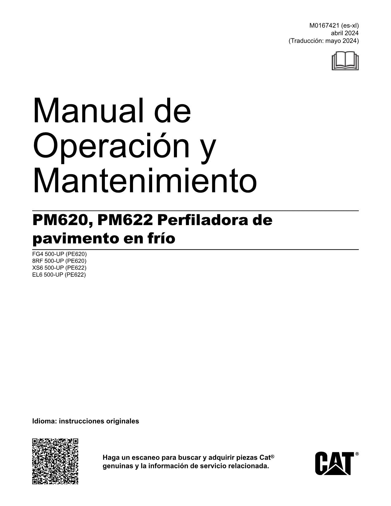 Caterpillar PM620 PM622 Perfiladora en frío Manual de Operación M0167421ES-XL