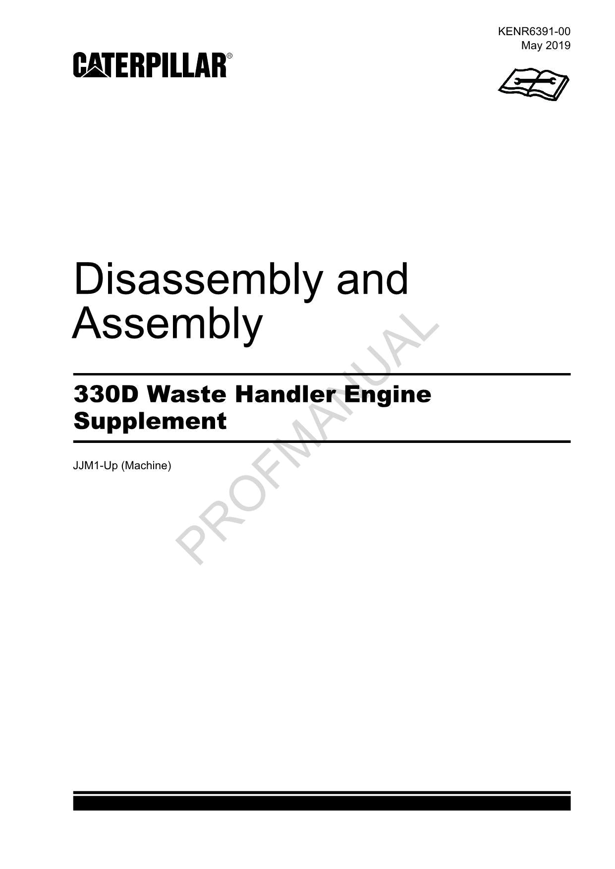 Caterpillar 330D Waste Handler Engine Supplement Disassembly Assembly Manual