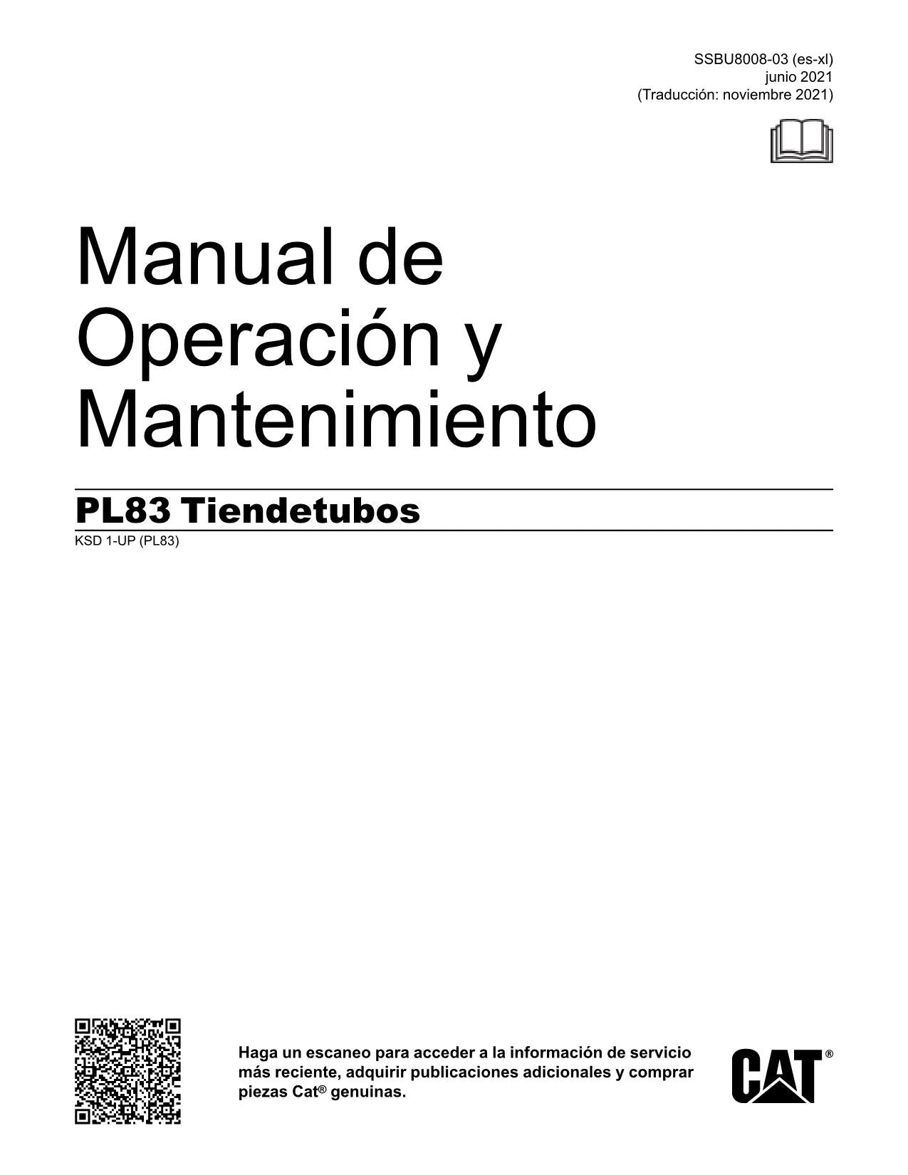 Caterpillar PL83 Tendetubos Manual de Operación y Mantenimiento Español