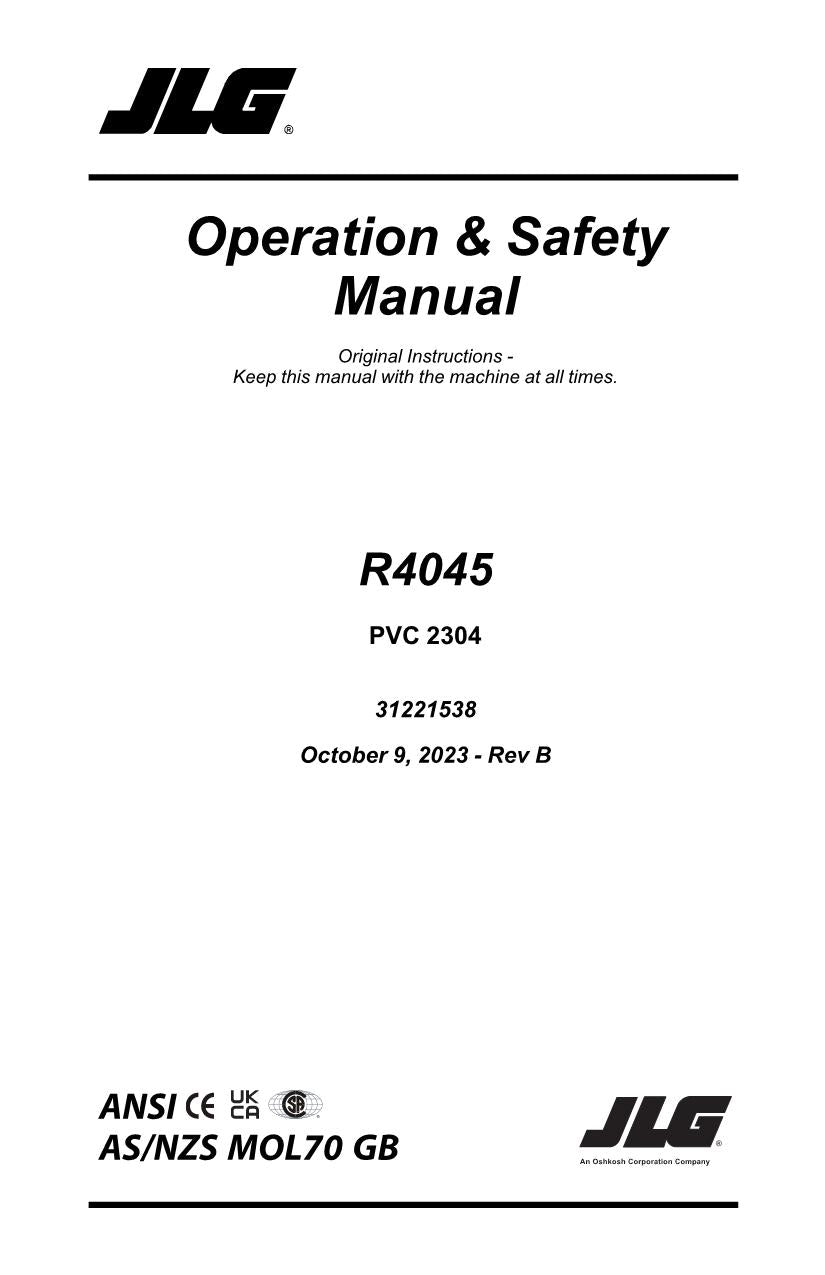 JLG R4045 Scissor Lift Maintenance Operation Operators Manual 31221538