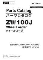 Hitachi ZW100J No.1NOTA-00585 Wheel Loader Parts Catalog Manual SN 002023 002028