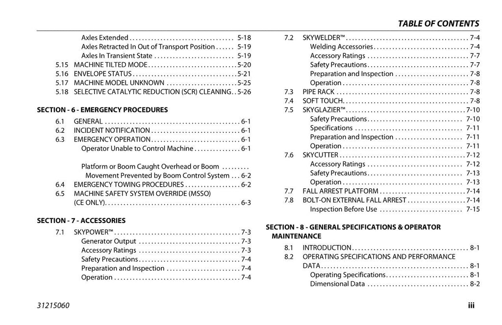 JLG 1500AJP Boom Lift Maintenance Operation Operators Manual 31215060
