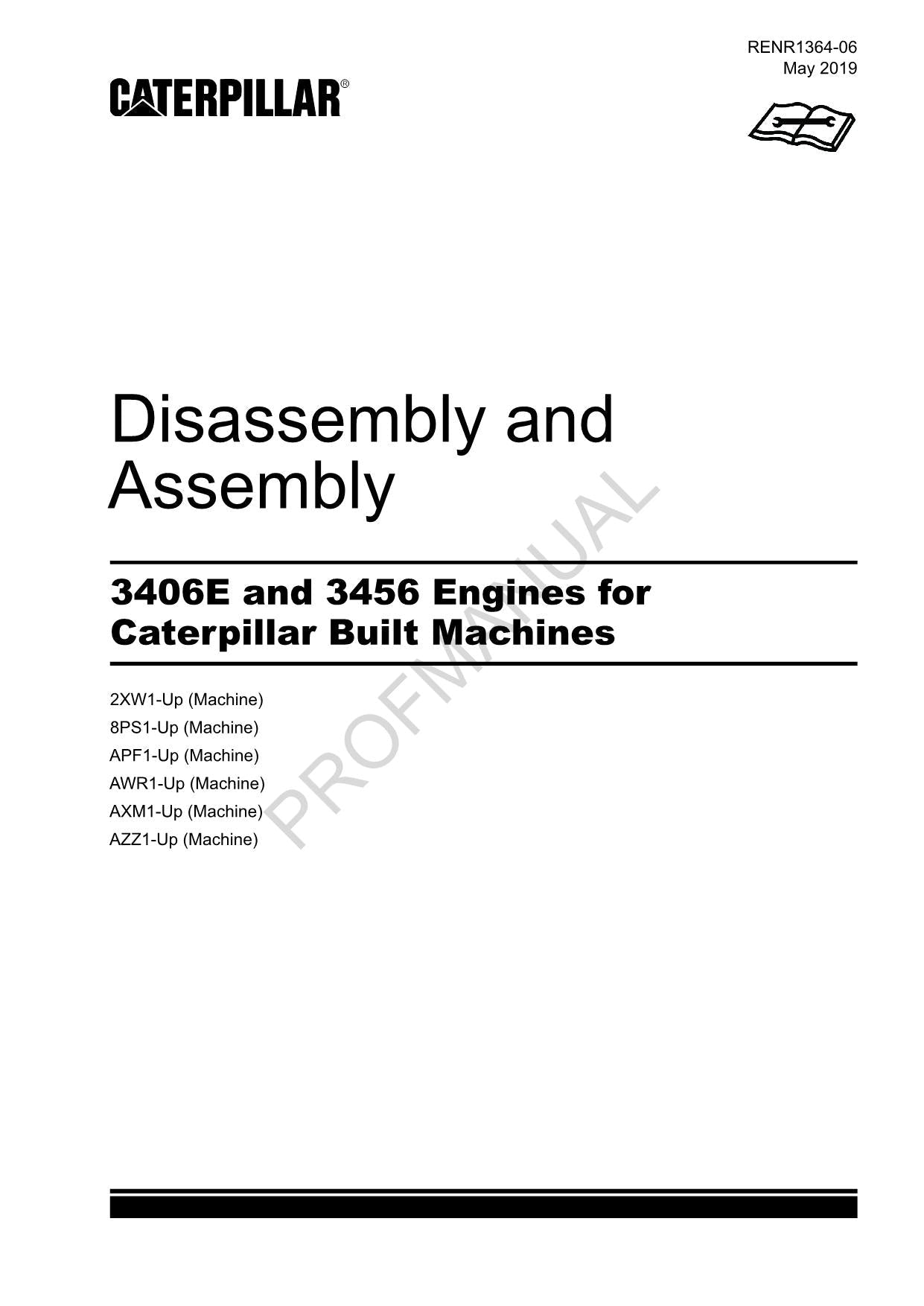 Manual de servicio, desmontaje y montaje de la máquina Caterpillar 3406E 3456 MOTOR