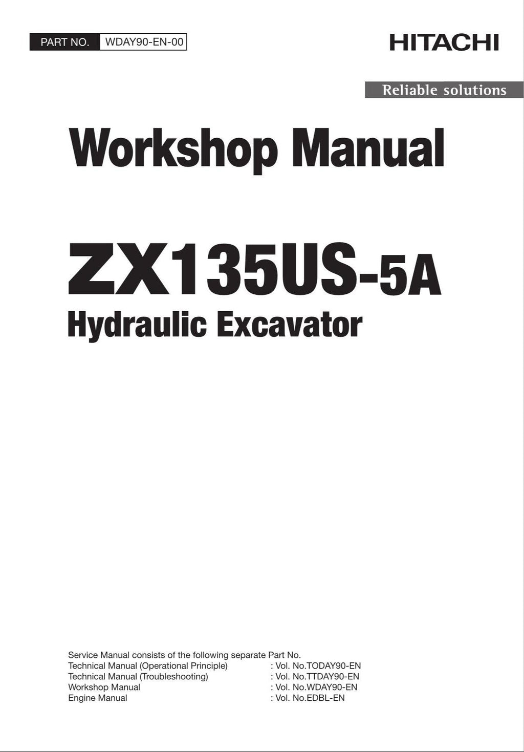 HITACHI ZAXIS ZX135US-5A Excavator Workshop Service Manual
