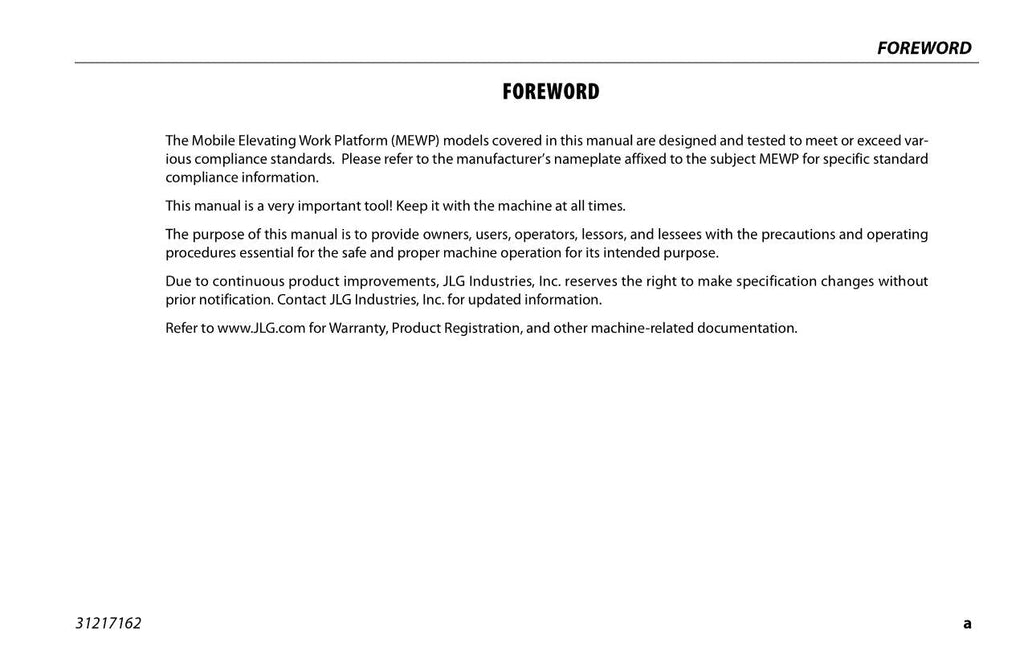 Manual del operador del elevador de pluma JLG ERT2669 ERT3369 RT2669 RT3369