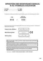 Liebherr R312 Excavator Operators manual
