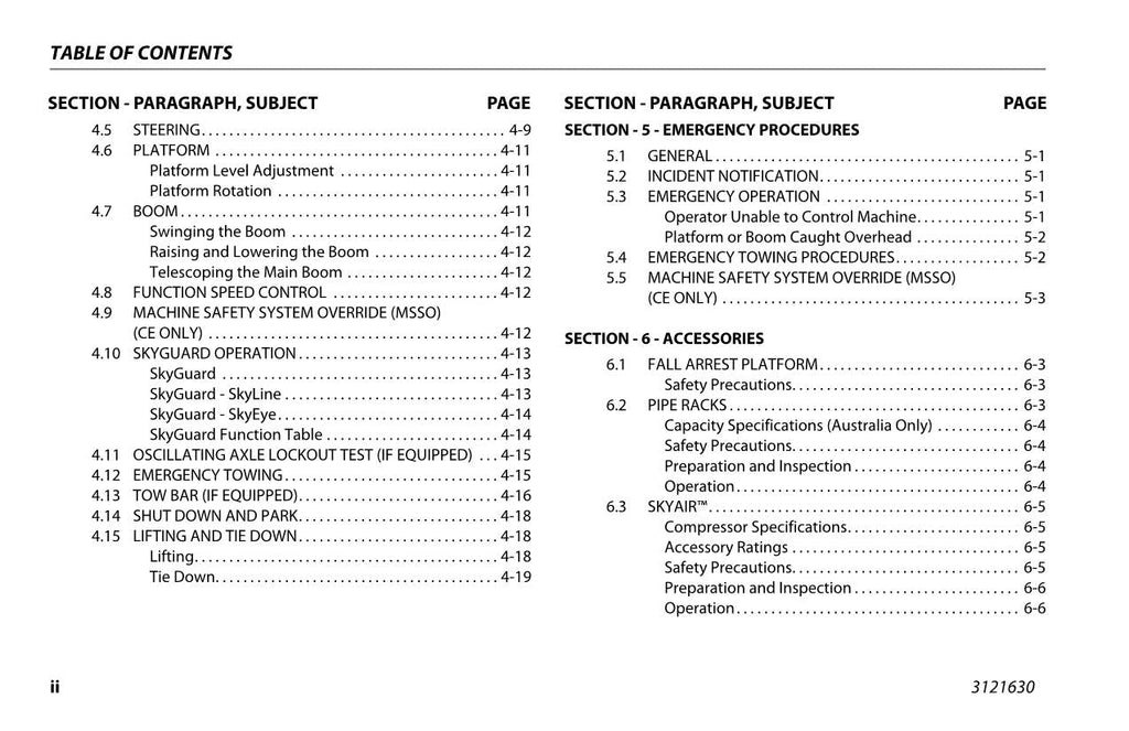 JLG 800S 860SJ Boom Lift Maintenance Operation Operators Manual 3121630