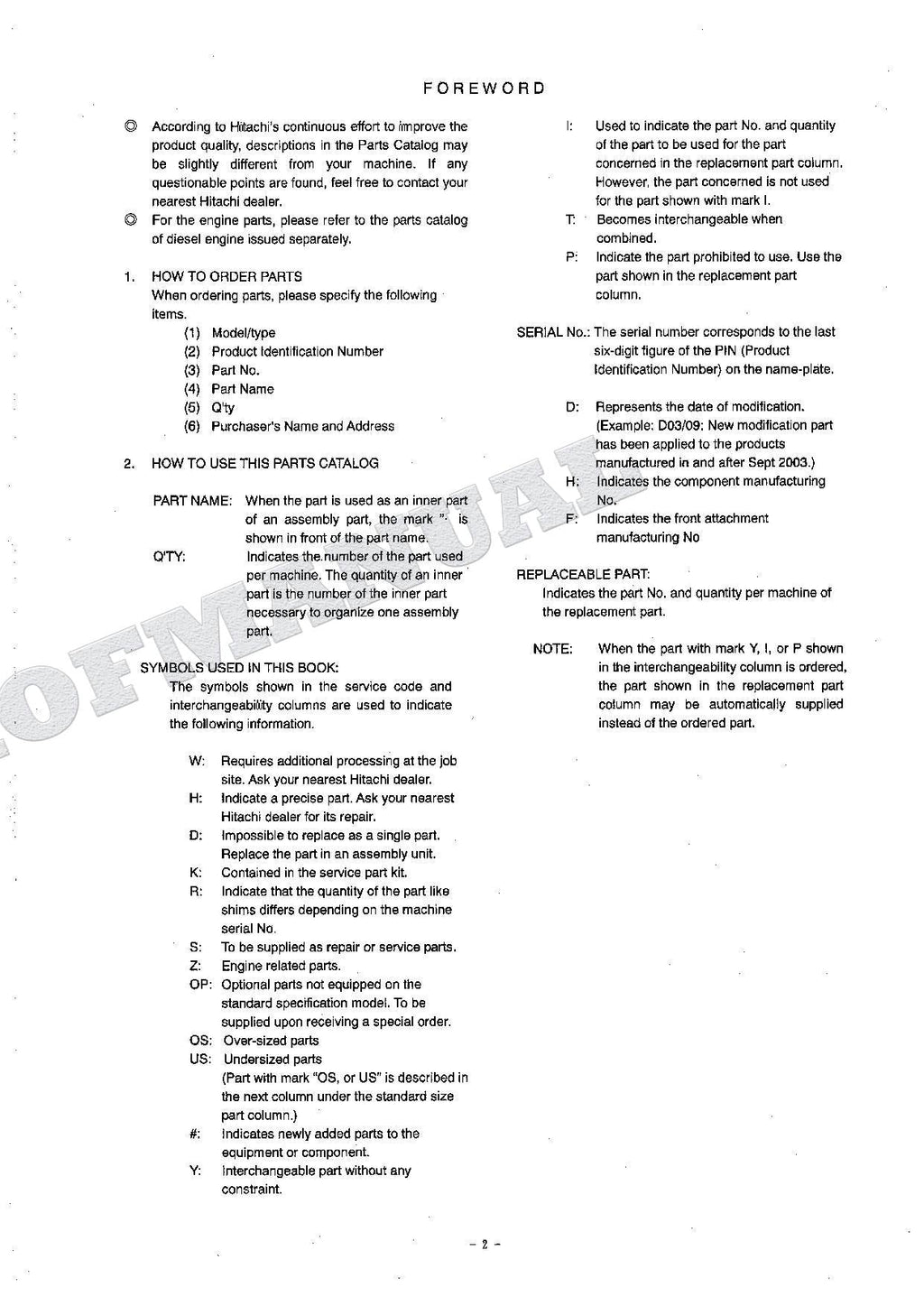 HITACHI ZAXIS ZX180LC ZX180LCN Excavator Parts Catalog Manual