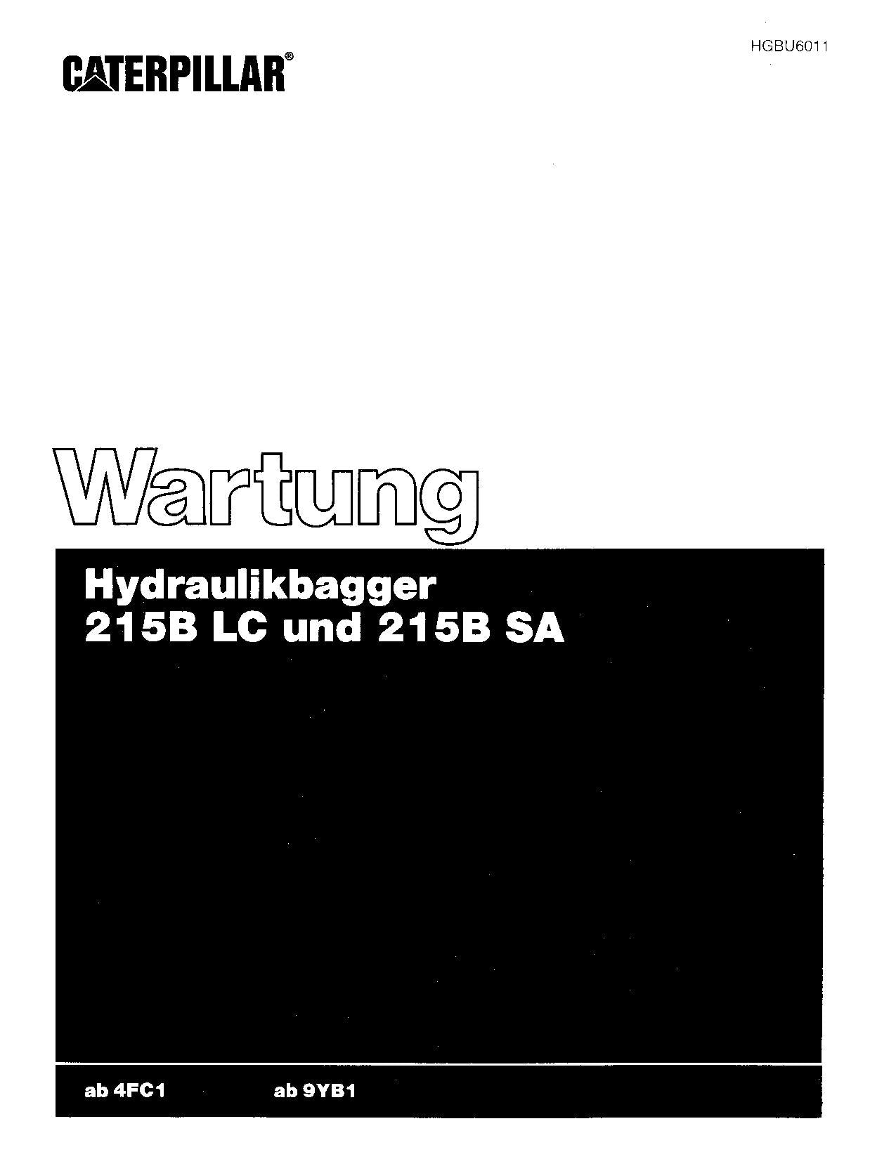 Caterpillar 215B LC 215B Bagger Betriebsanleitung Wartungshandbuch